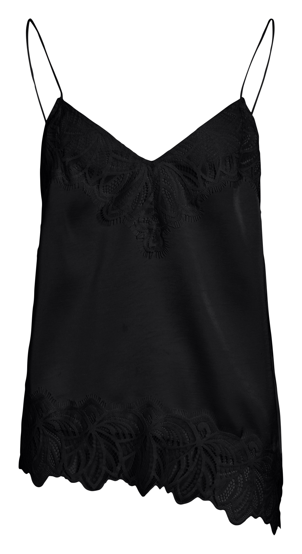 Top met effen kanten bandjes VILA Zwart