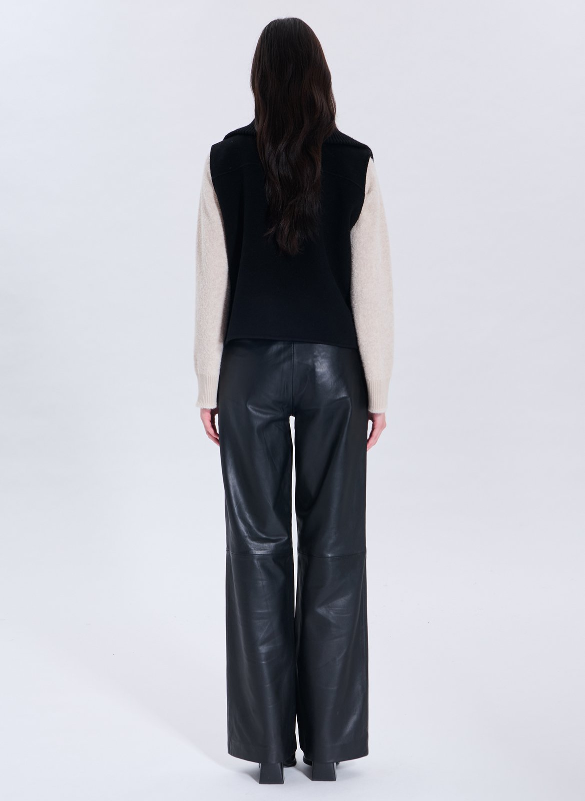 Straight zip-up wool blend vest ZAPA Black