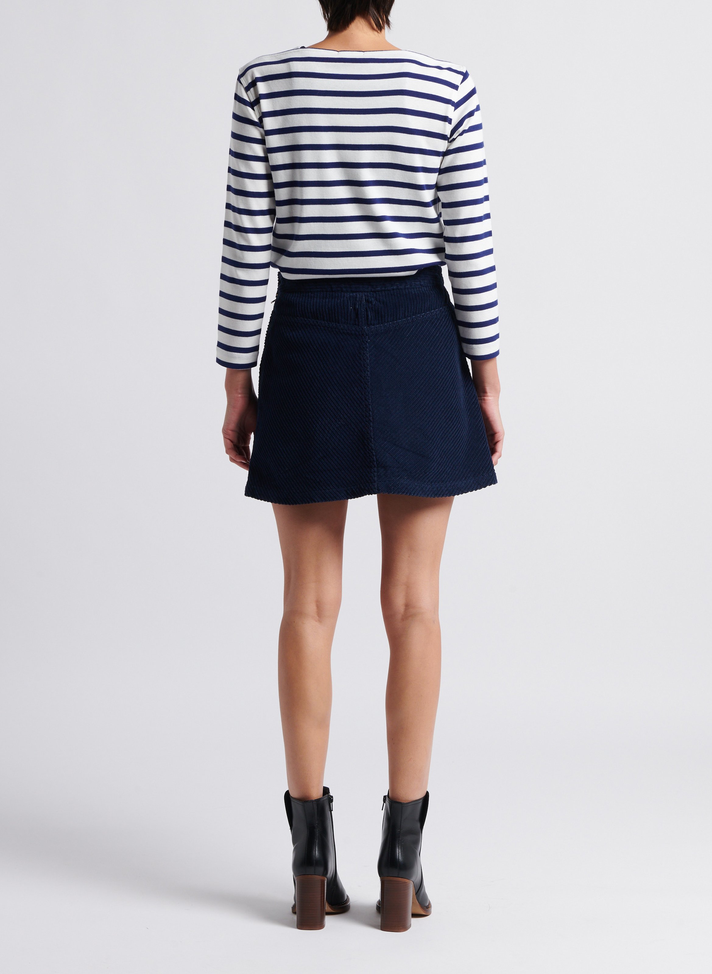 High-rise straight cotton-blend skirt SOI PARIS Blau