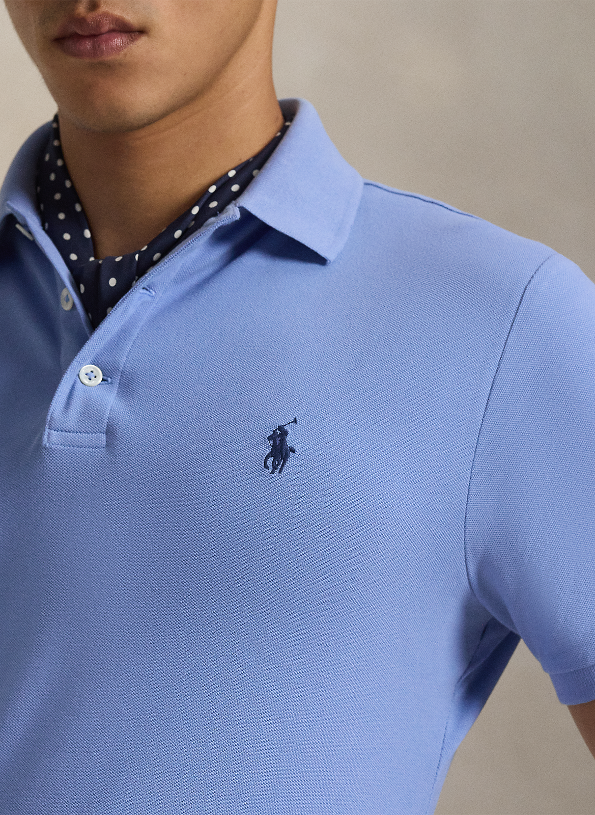 Slim-fit cotton-blend polo shirt POLO RALPH LAUREN Blue