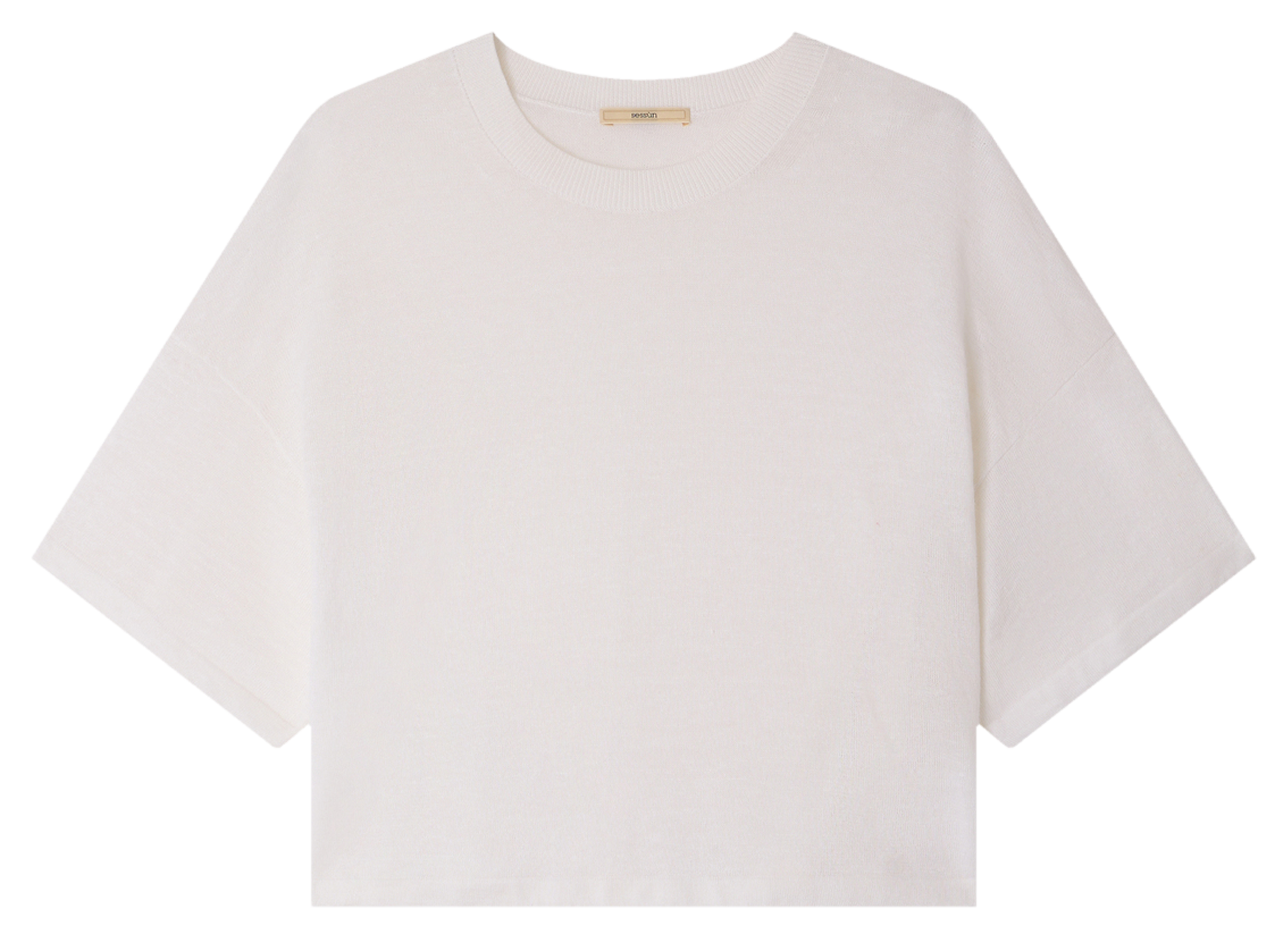 Loose-fitting solid color cotton blend T-shirt SESSUN White