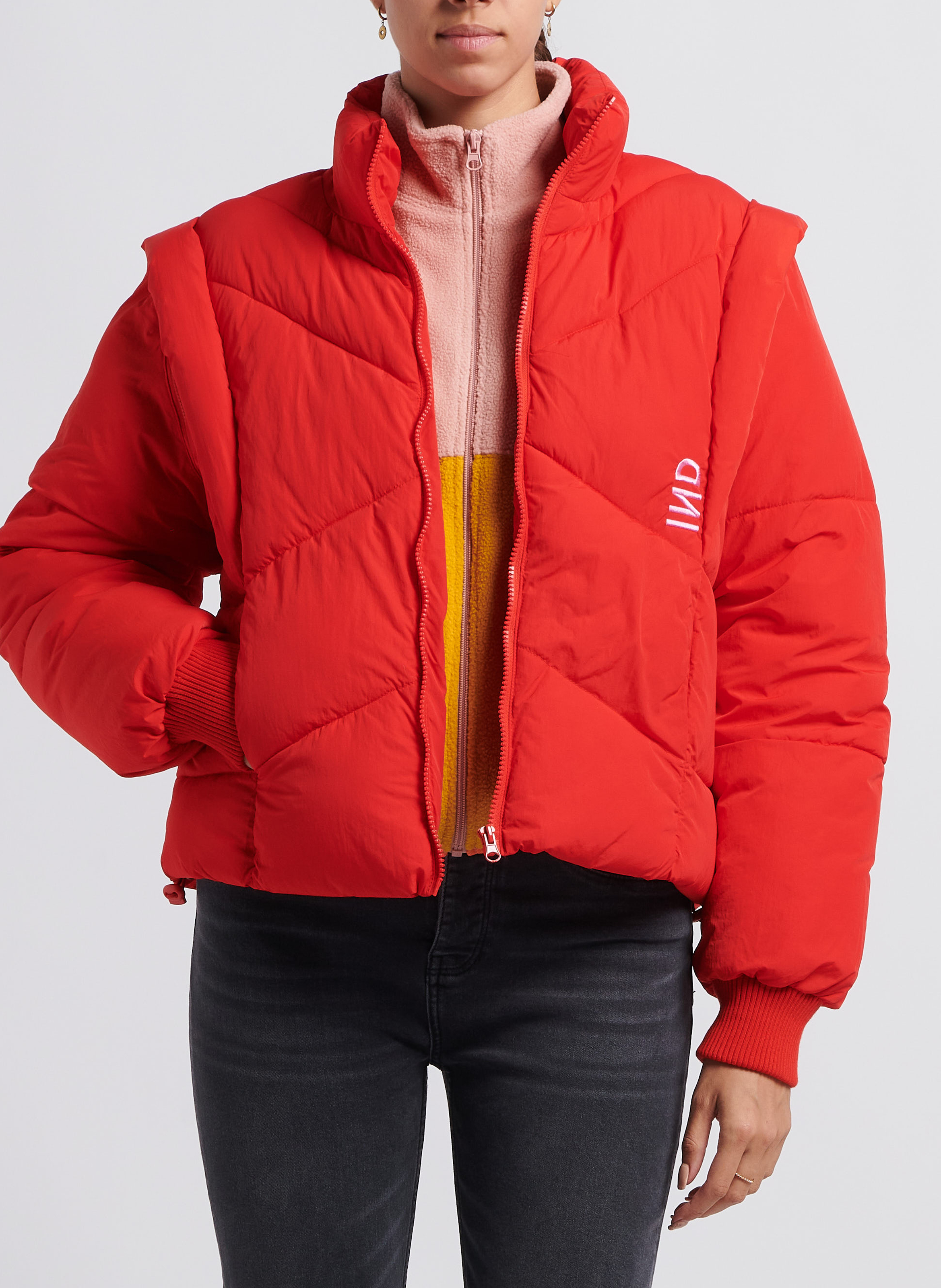 Doudoune col montant avec manches amovibles INDEE Rouge