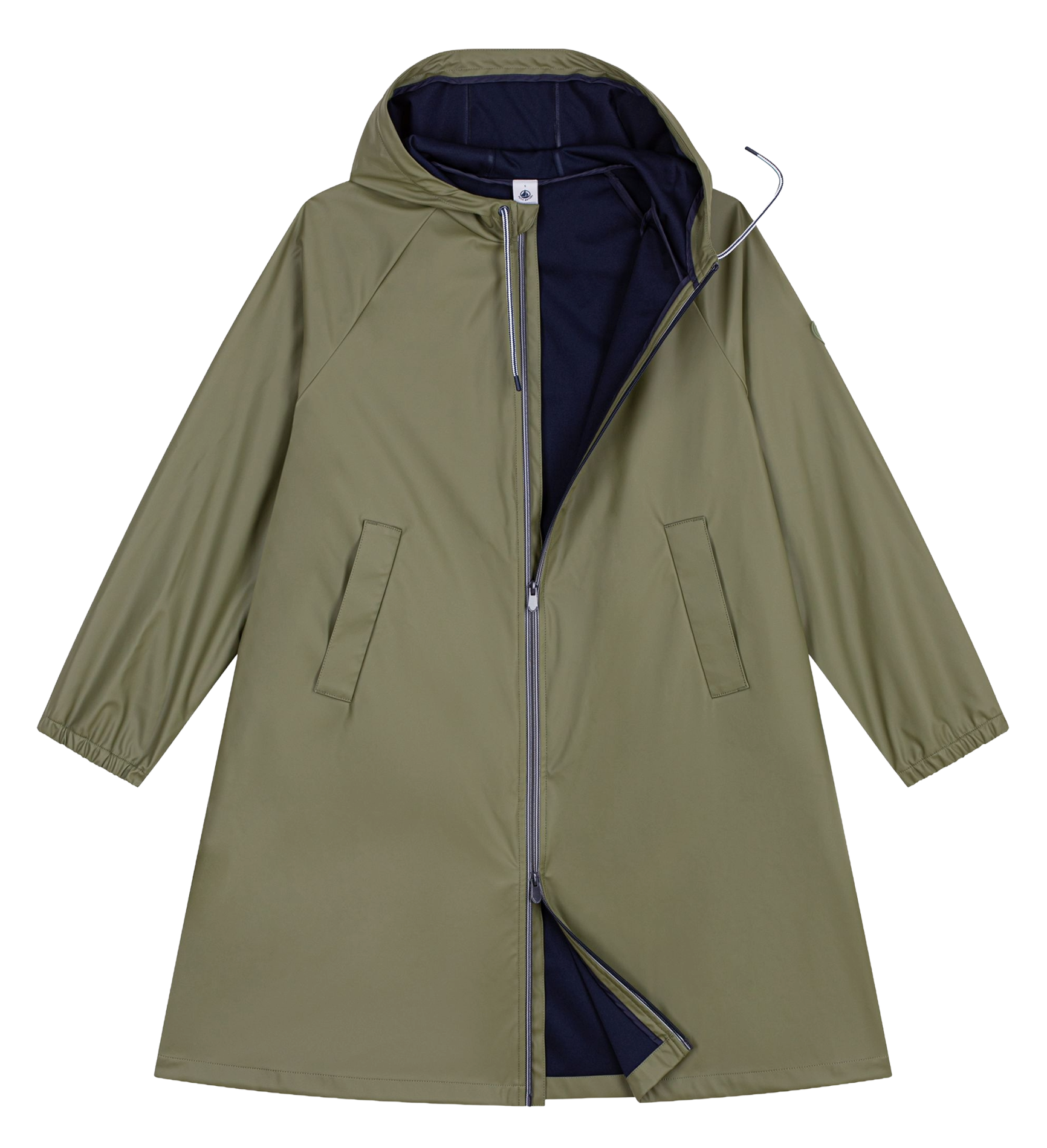 Windjack met ritssluiting en capuchon in effen kleur PETIT BATEAU Kaki