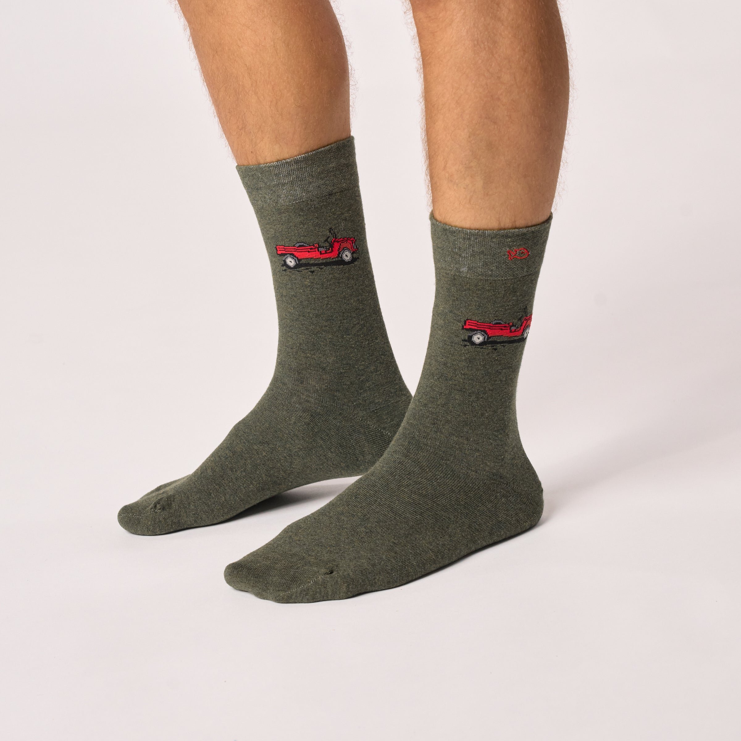 Combed Cotton Socks with Patterns BILLYBELT Khaki