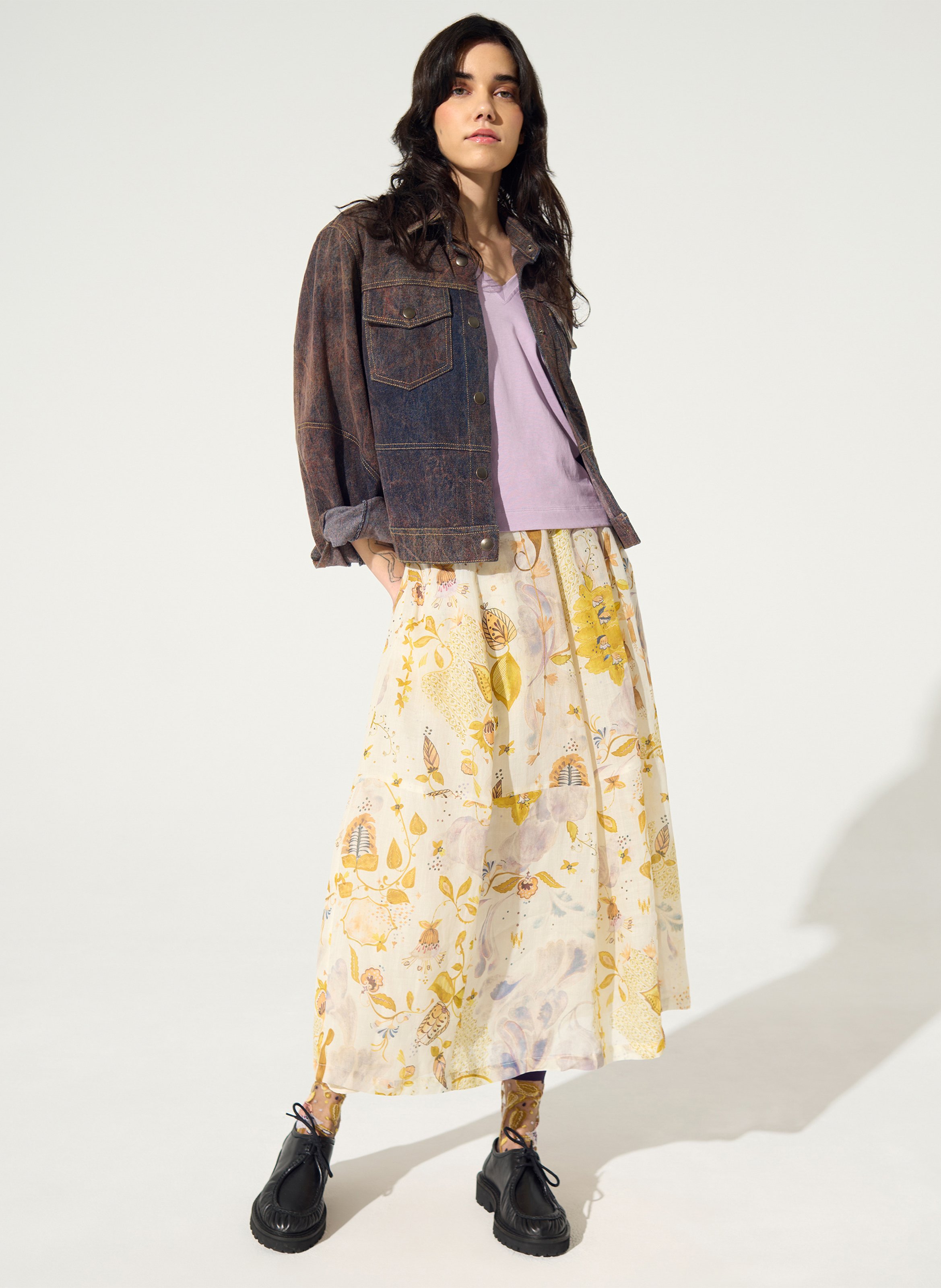 Jupe longue imprimée COTELAC Blanc