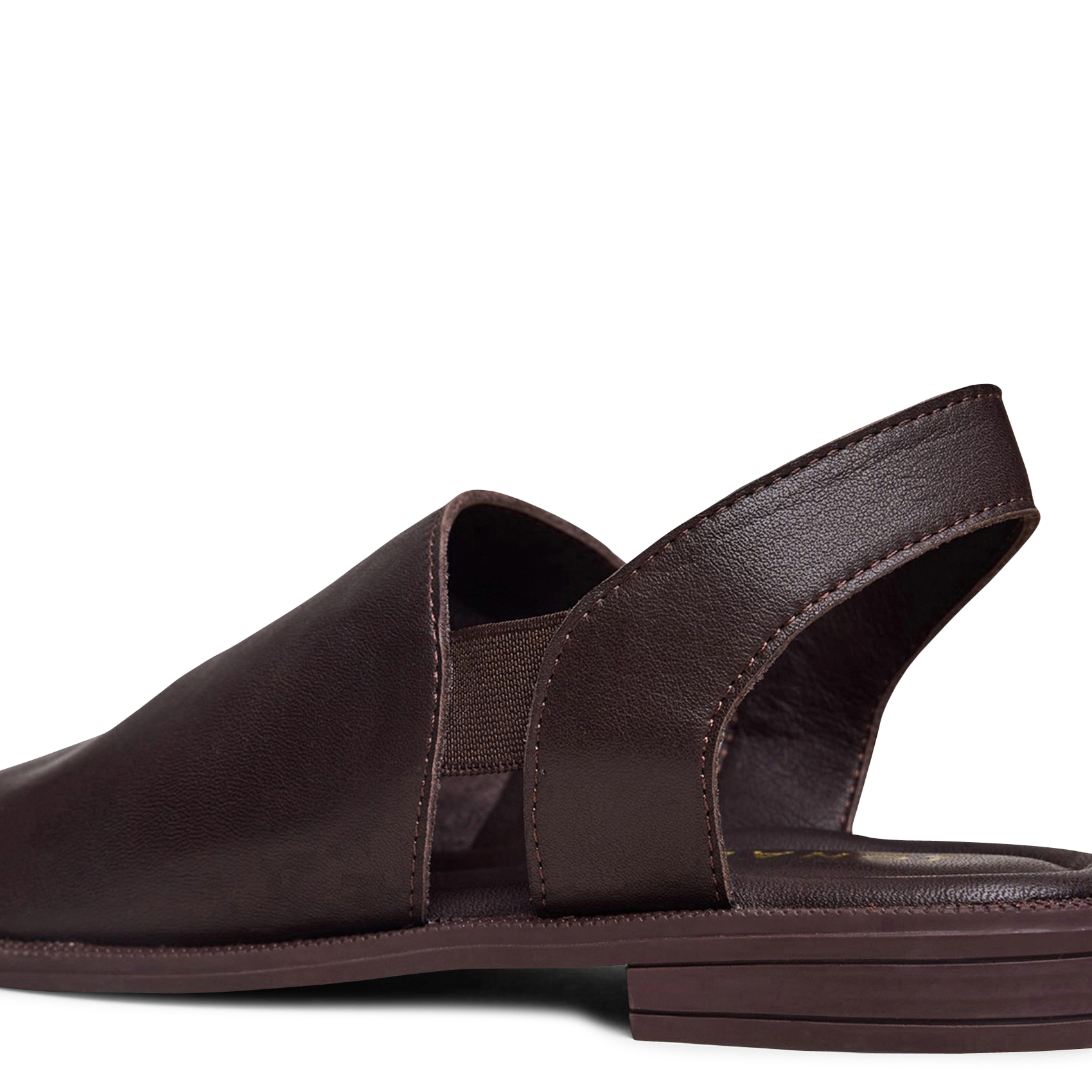 Sandales plates unies en cuir JONAK Marron