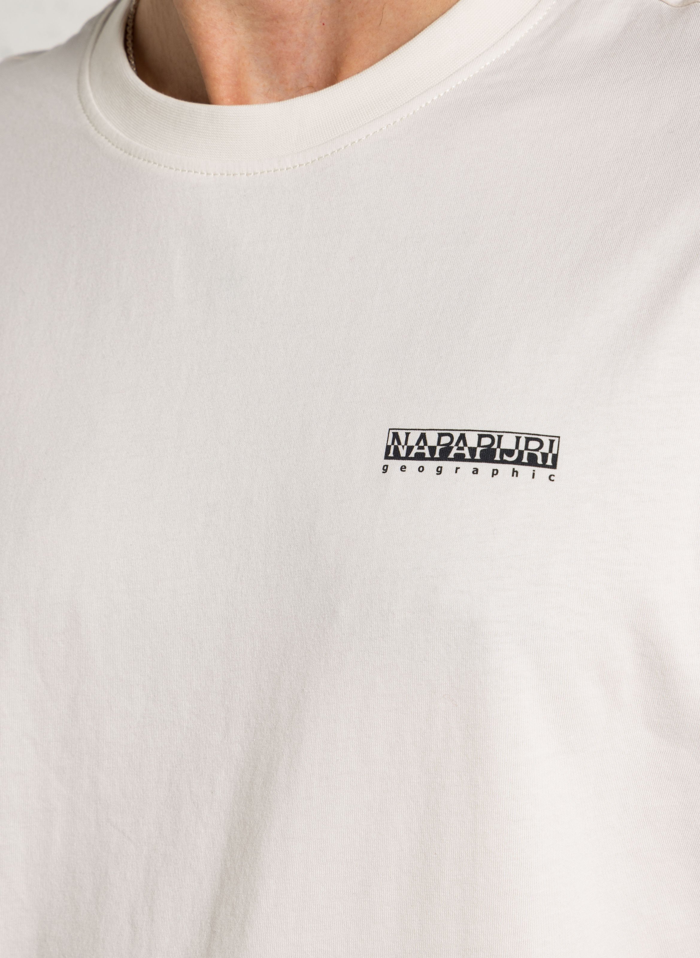 Round neck mottled screen-printed t-shirt White