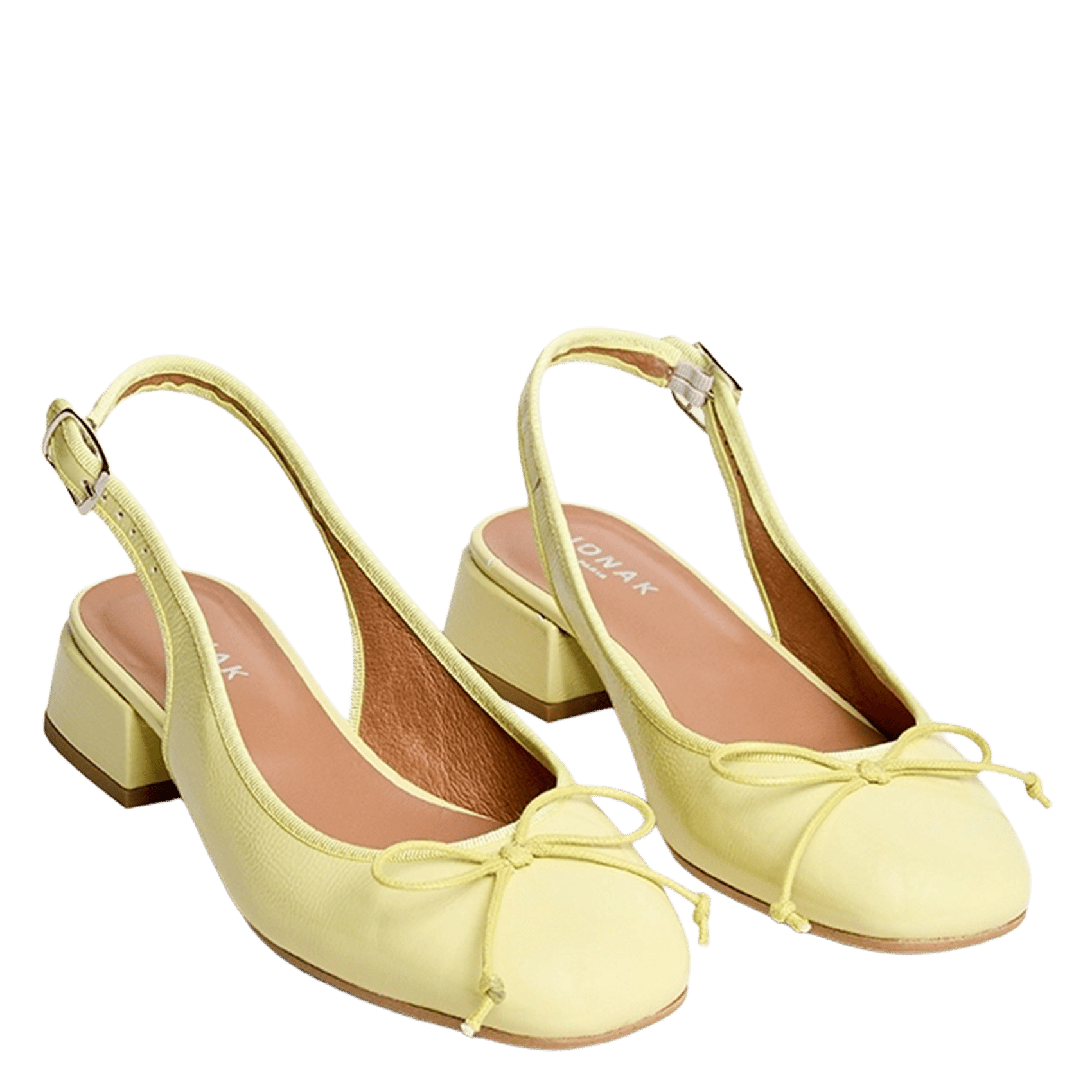 Ballerines slingbacks en cuir vernis Yellow