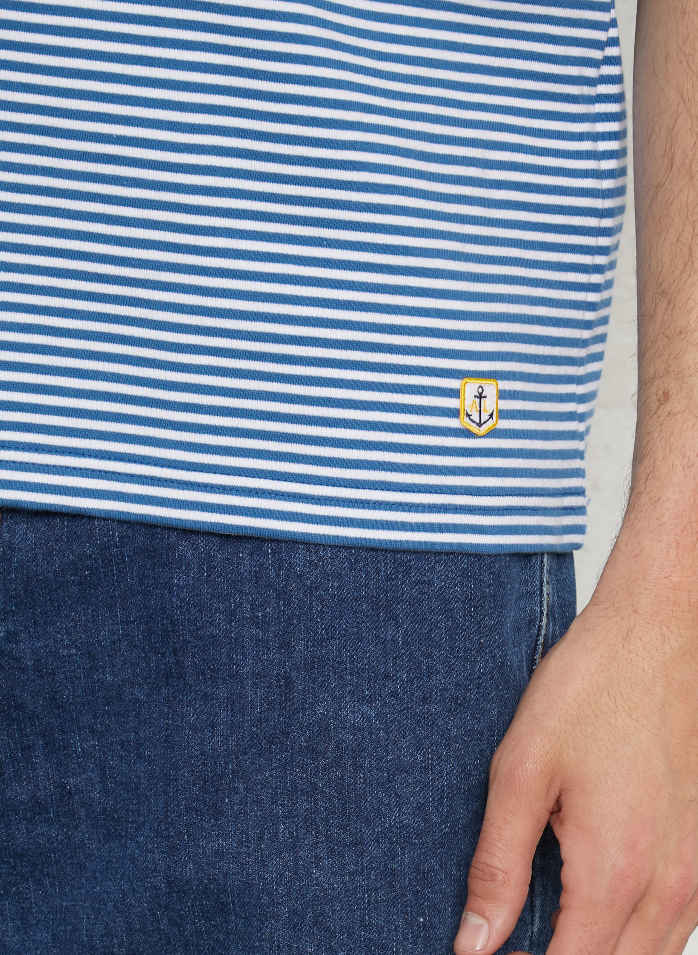 Gerade geschnittenes Rundhals-T-Shirt aus Baumwolle mit Streifen ARMOR LUX Blau