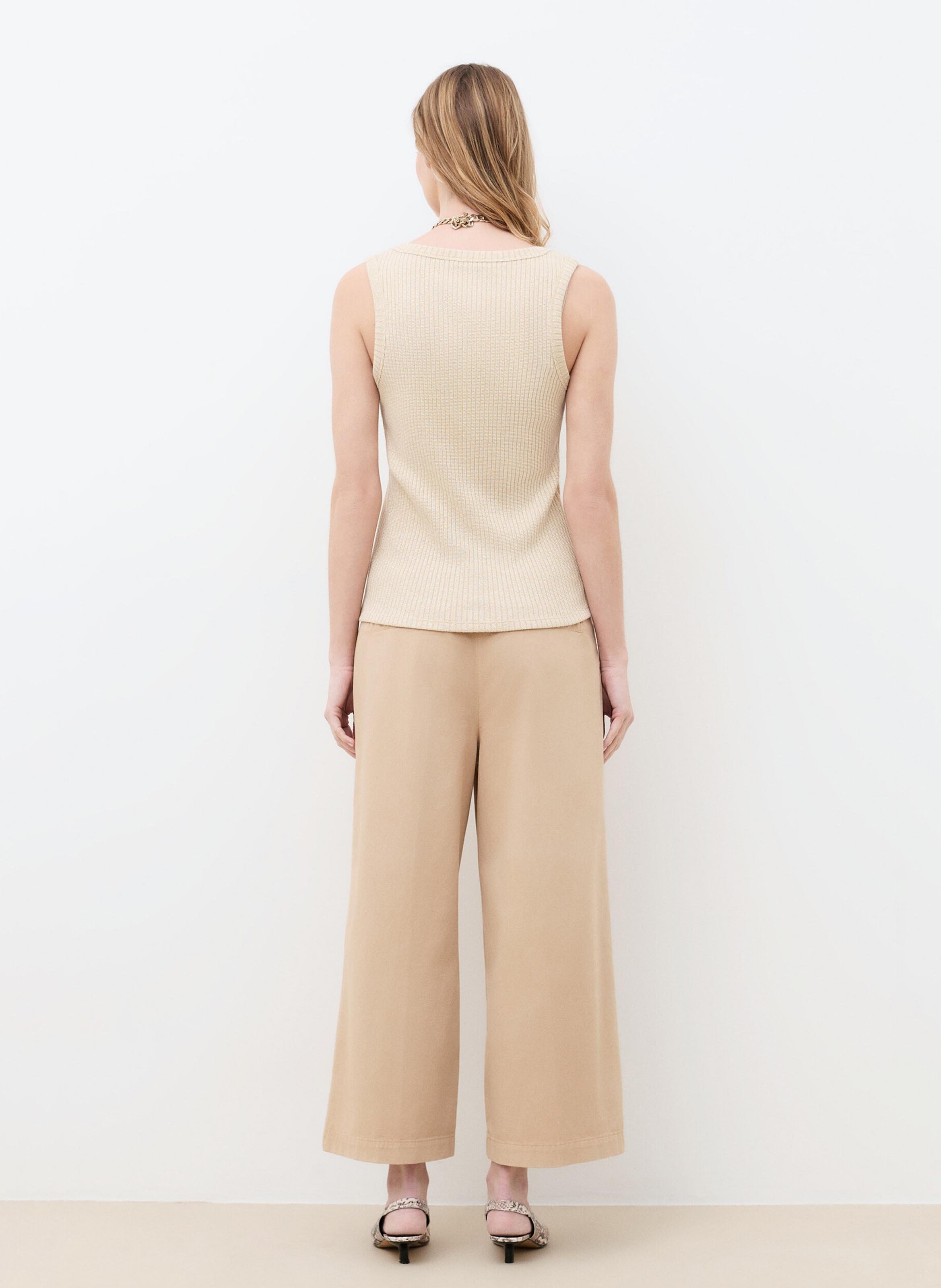 Débardeur col rond en coton mélangé CAROLL Beige