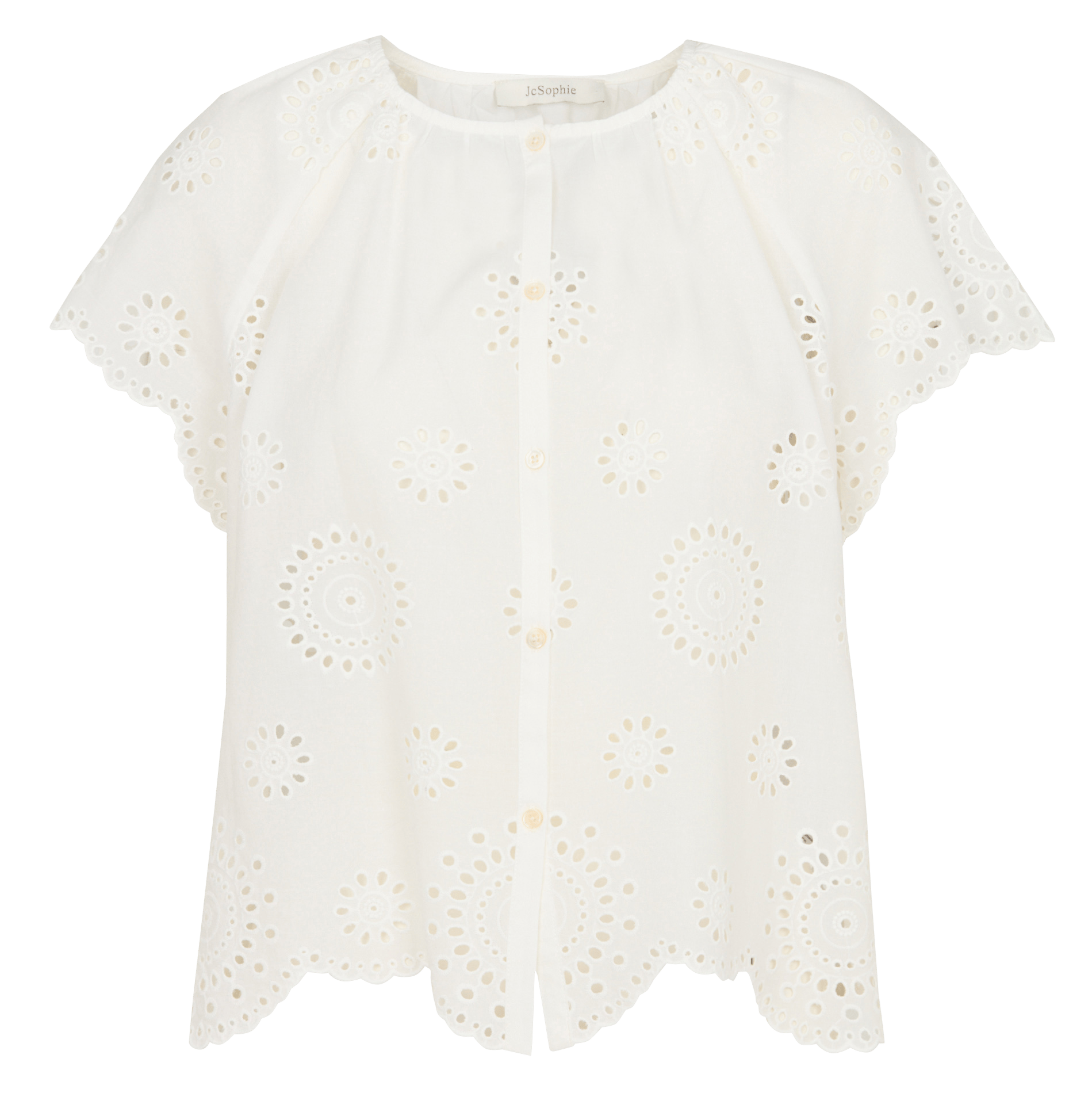 Kurzes Baumwollkleid mit Rundhalsausschnitt JC SOPHIE Weiss