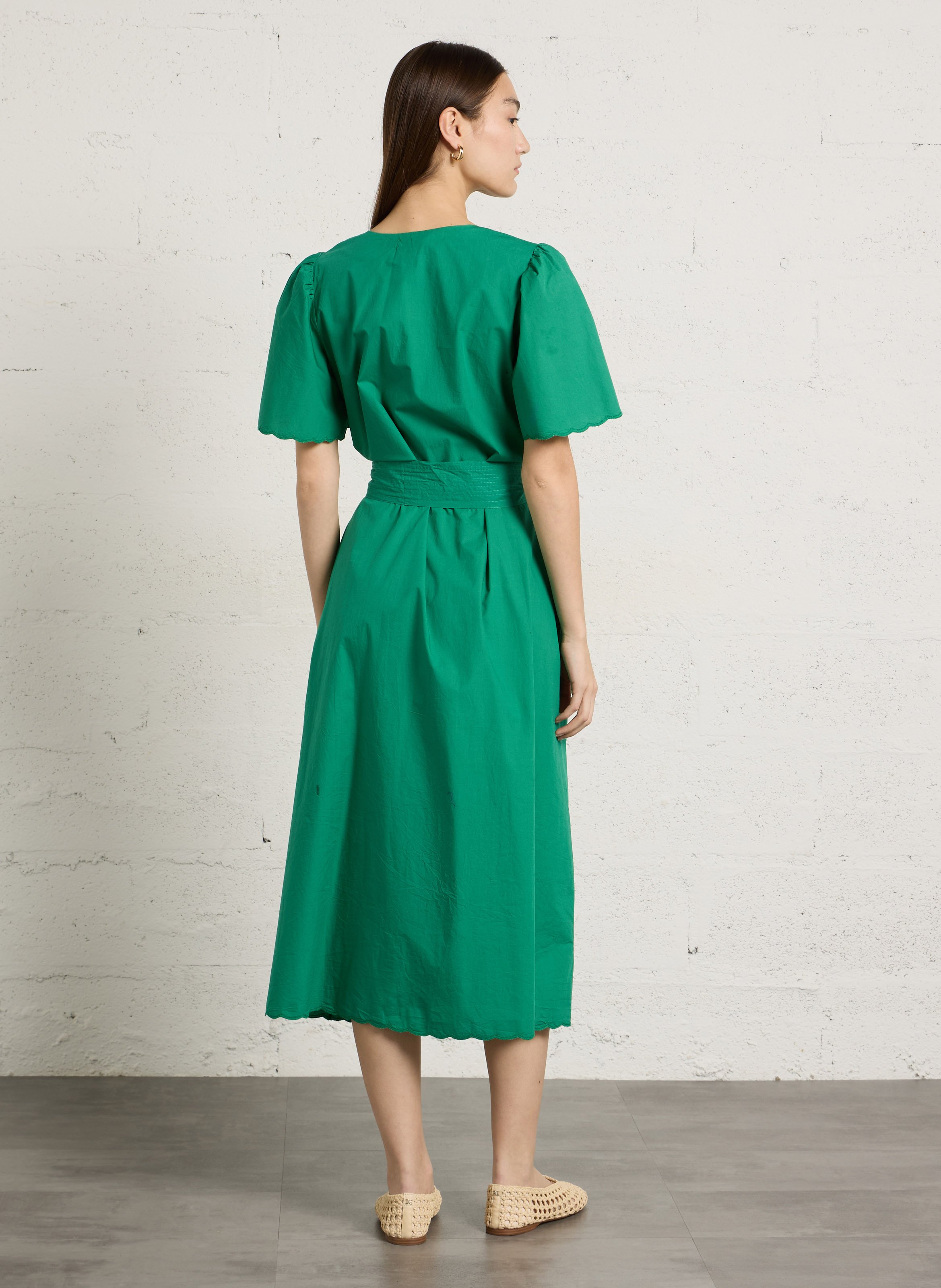 Ausgestelltes Maxikleid aus Baumwolle BELLEPIECE Grun