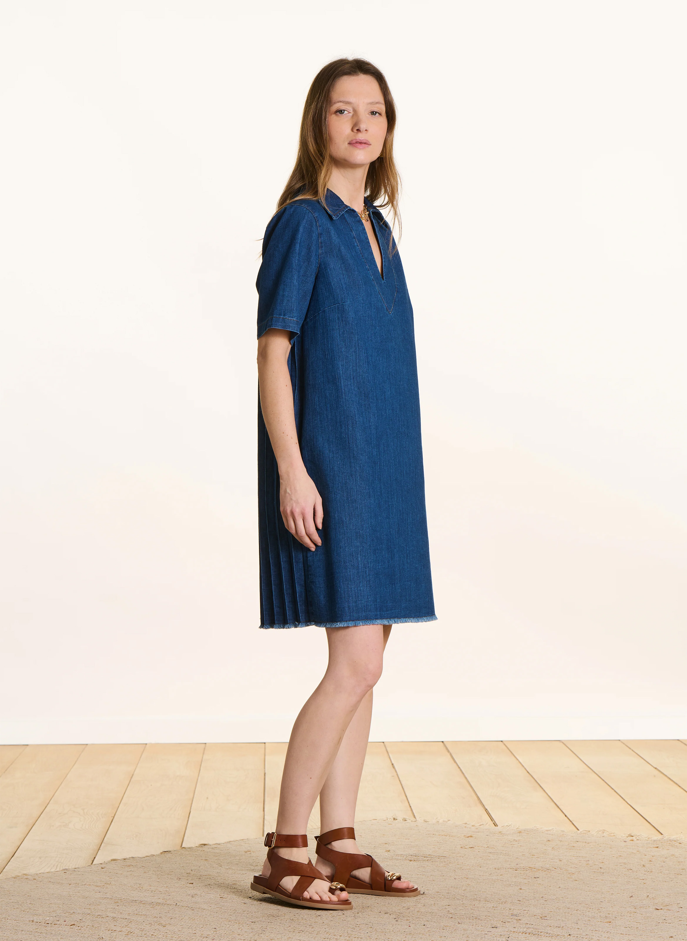Robe courte en jean LA FEE MARABOUTEE Bleu