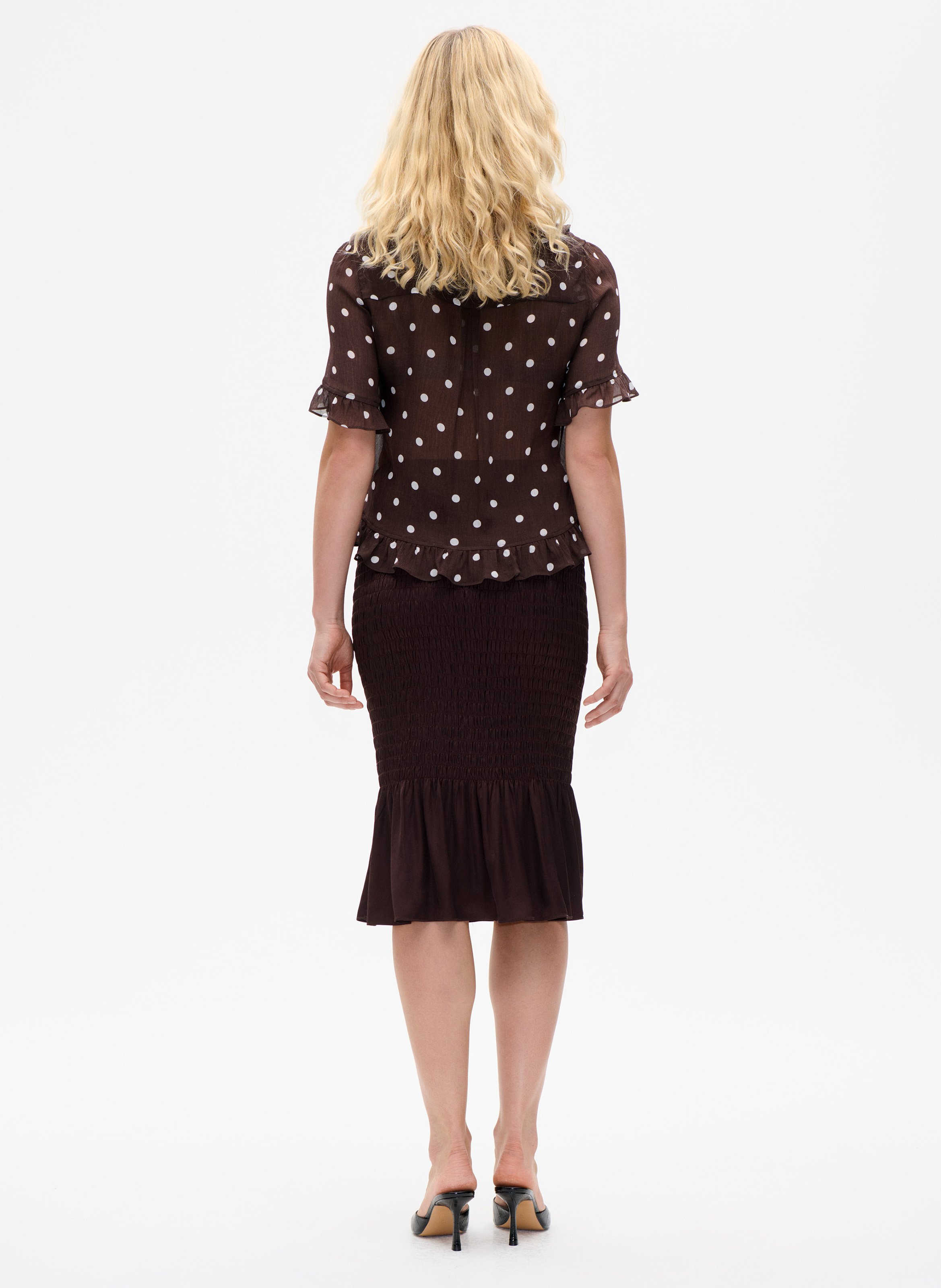 Smocked midi skirt BAUM UND PFERDGARTEN Brown