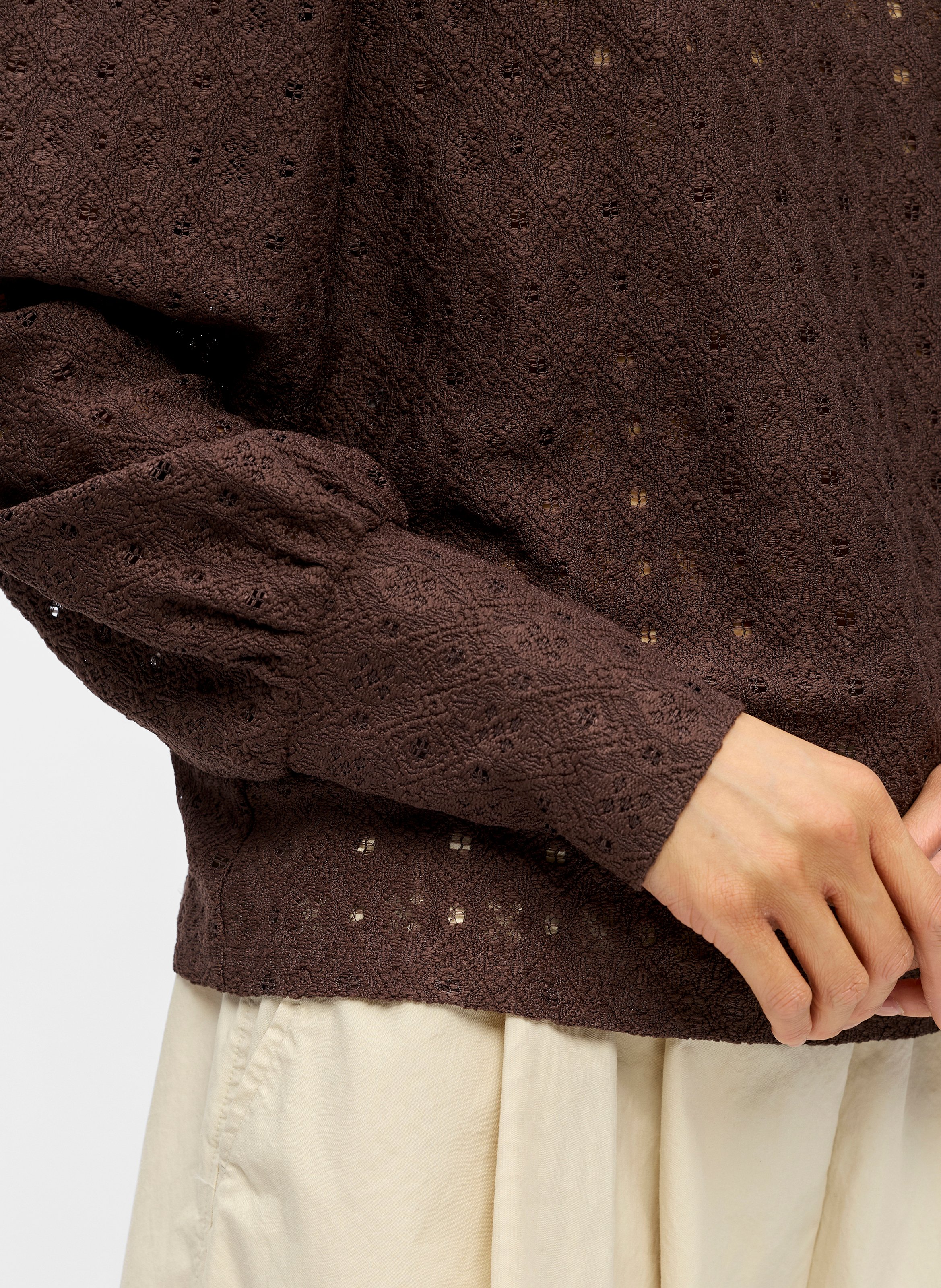 Top oversize col rond OBJECT Marron