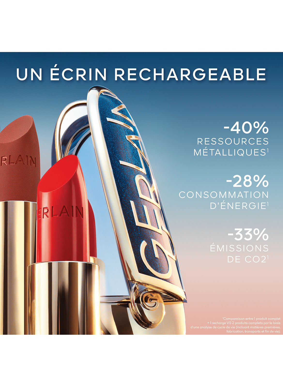 Rouge G - L’Heure BleueL’écrin bijou double miroir - Édition LimitéeLe rouge à lèvres soin personnalisable GUERLAIN Bleu rêverie