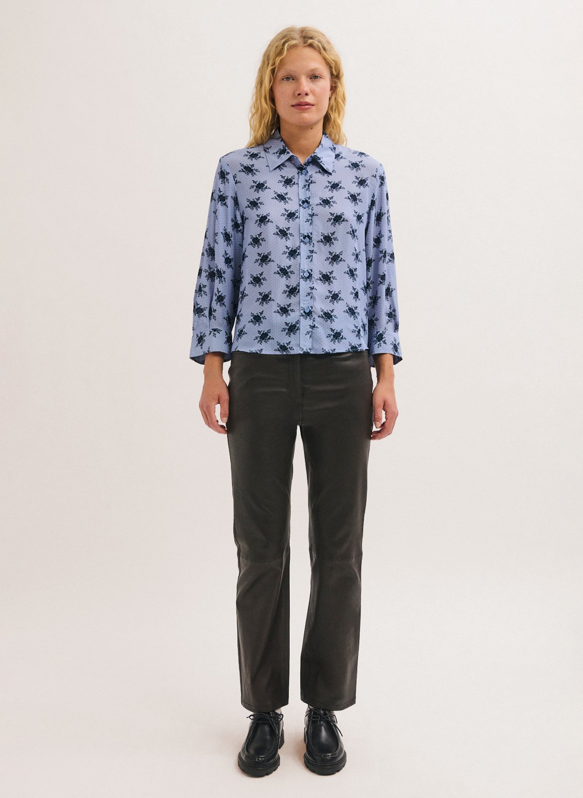 Straight printed shirt with classic collar PABLO Blue