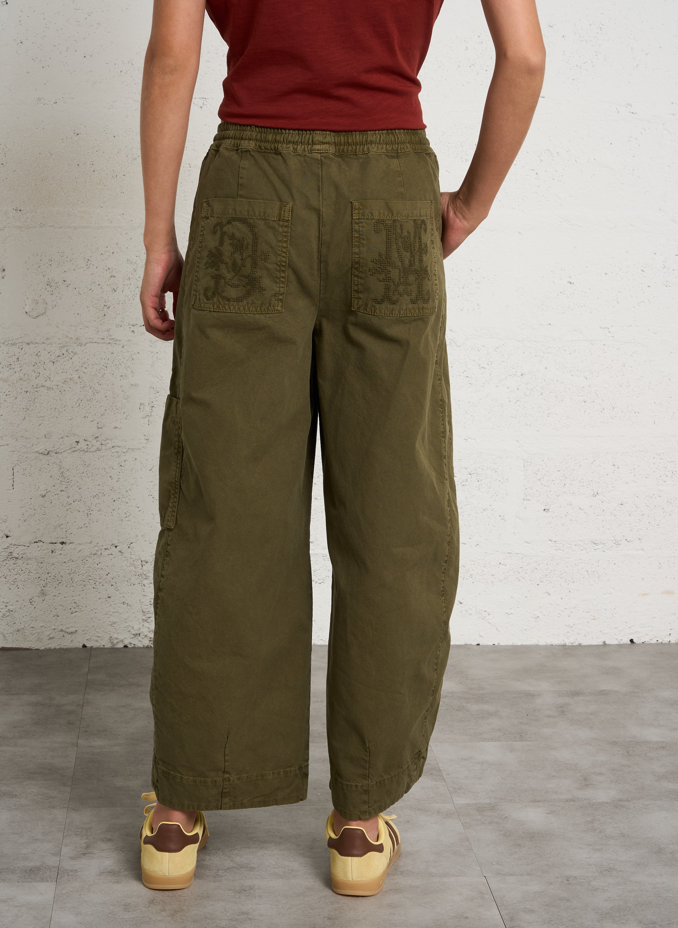 Wide-leg organic cotton pants DAMSON MADDER Green