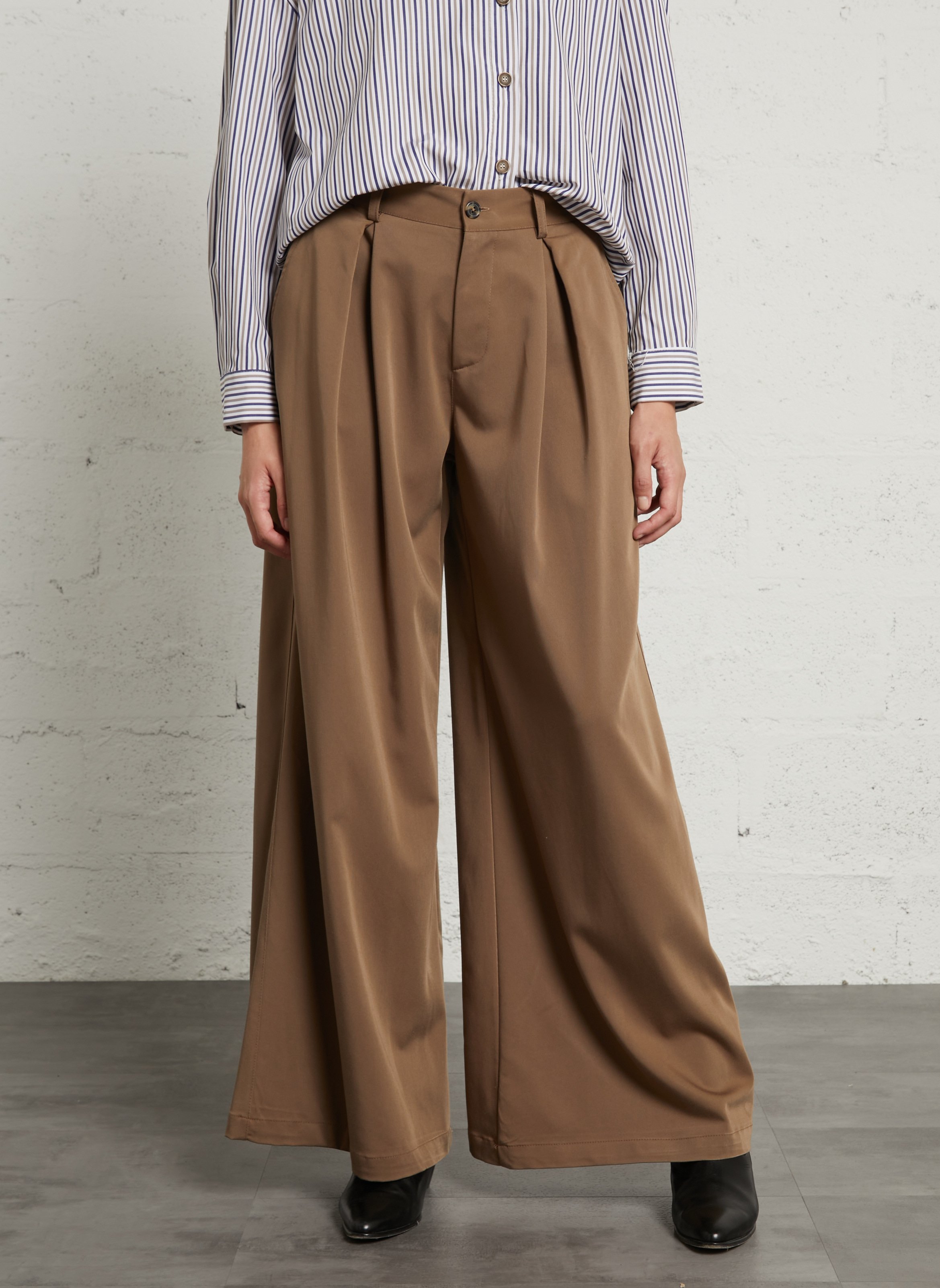 High-waisted wide-leg pants PLEASE Brown