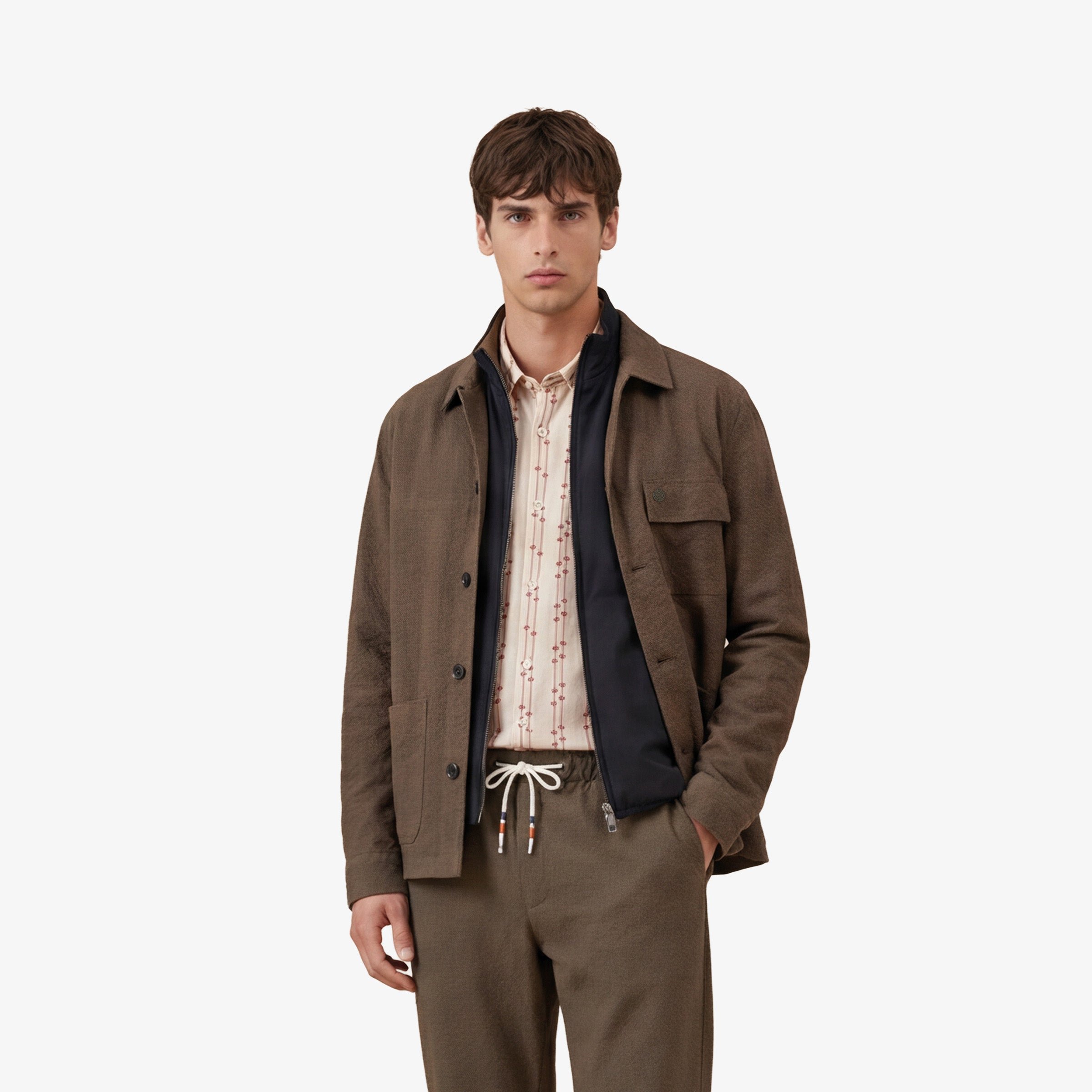 Worker cotton seersucker jacket SERGE BLANCO Brown