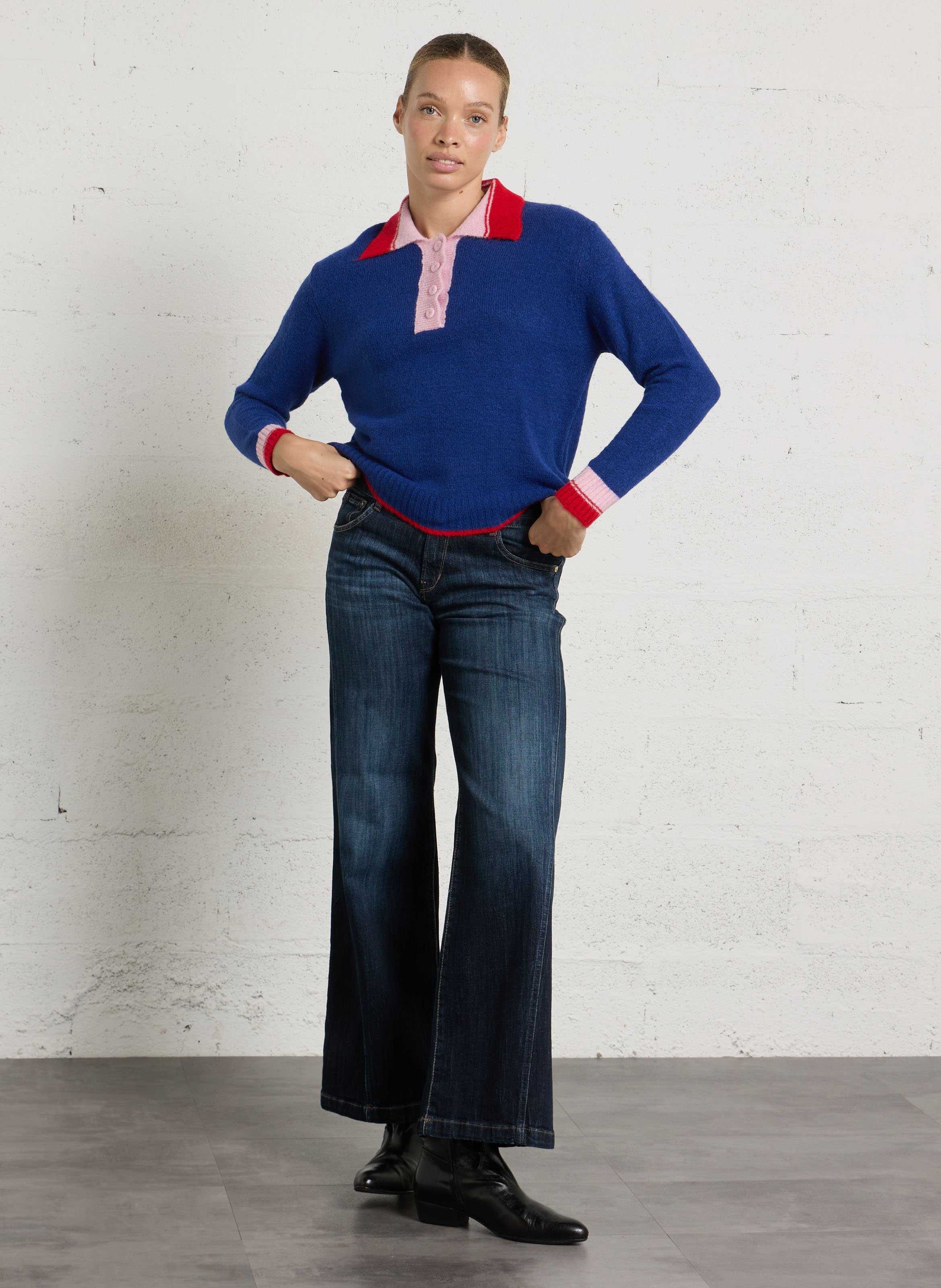 Straight fit classic collar sweater DR BLOOM Blue