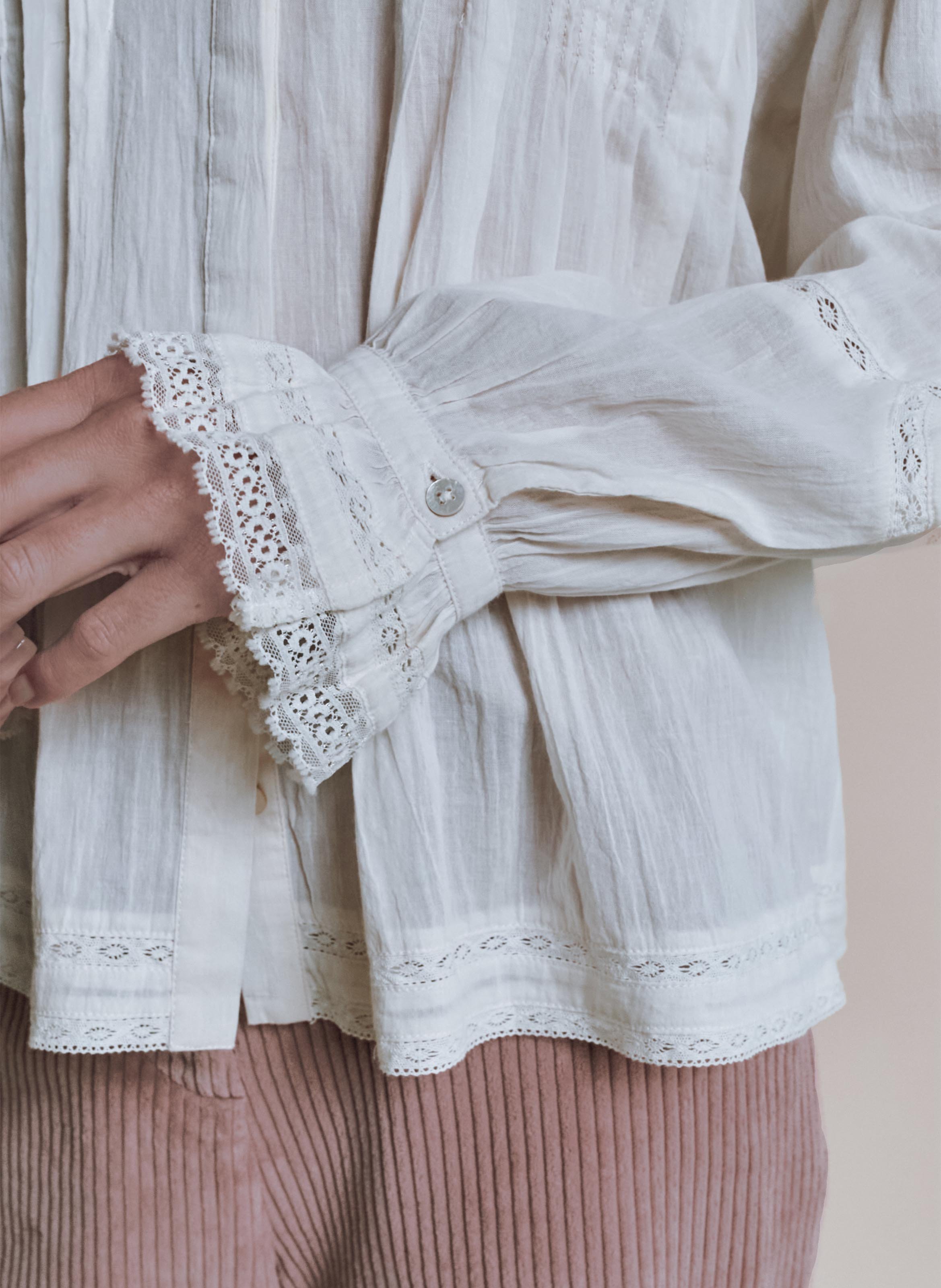 Baumwollbluse mit klassischem Kragen EMILE ET IDA Beige