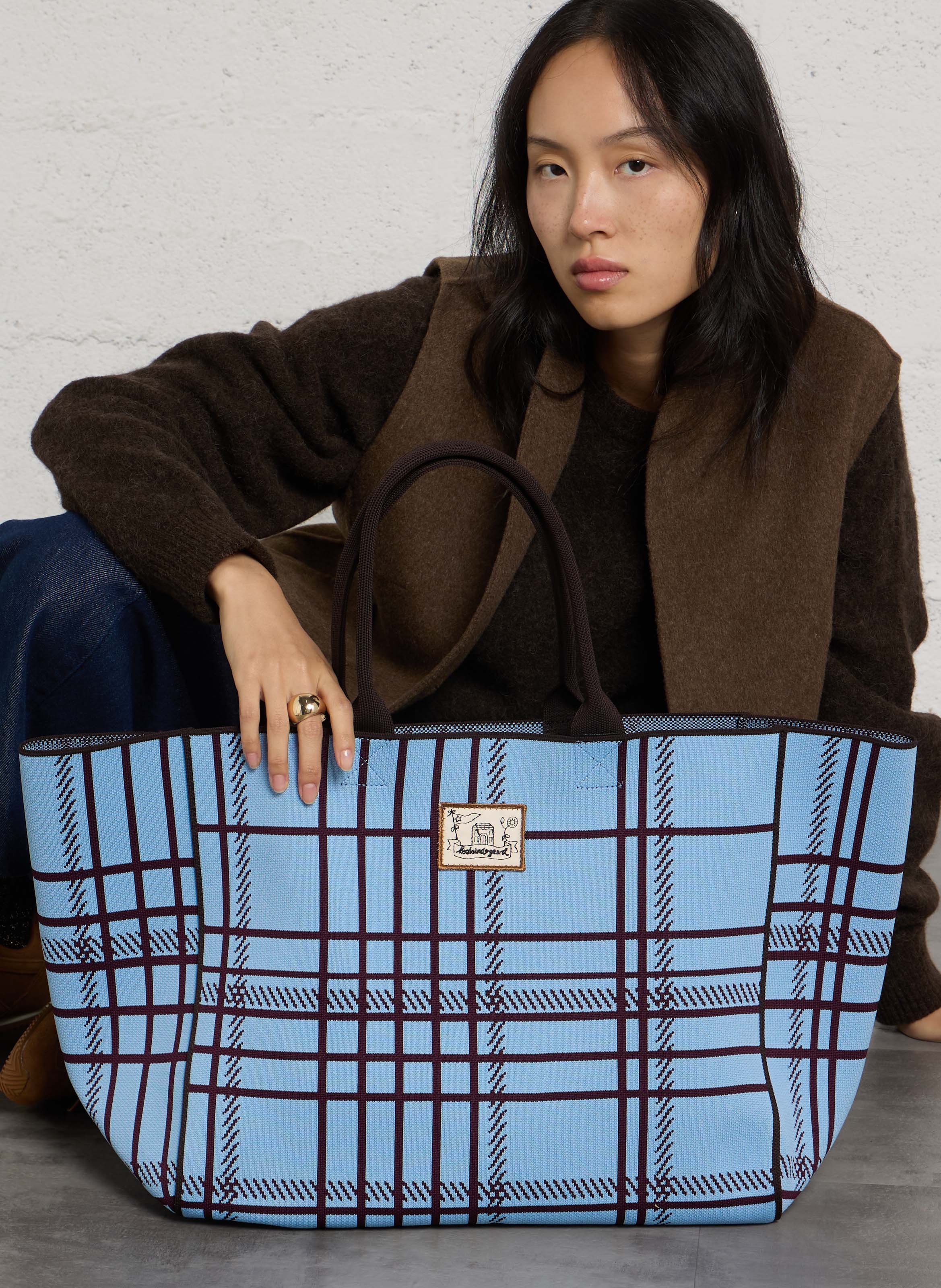 Shopper tas met ruitjes BECKSONDERGAARD Blauw