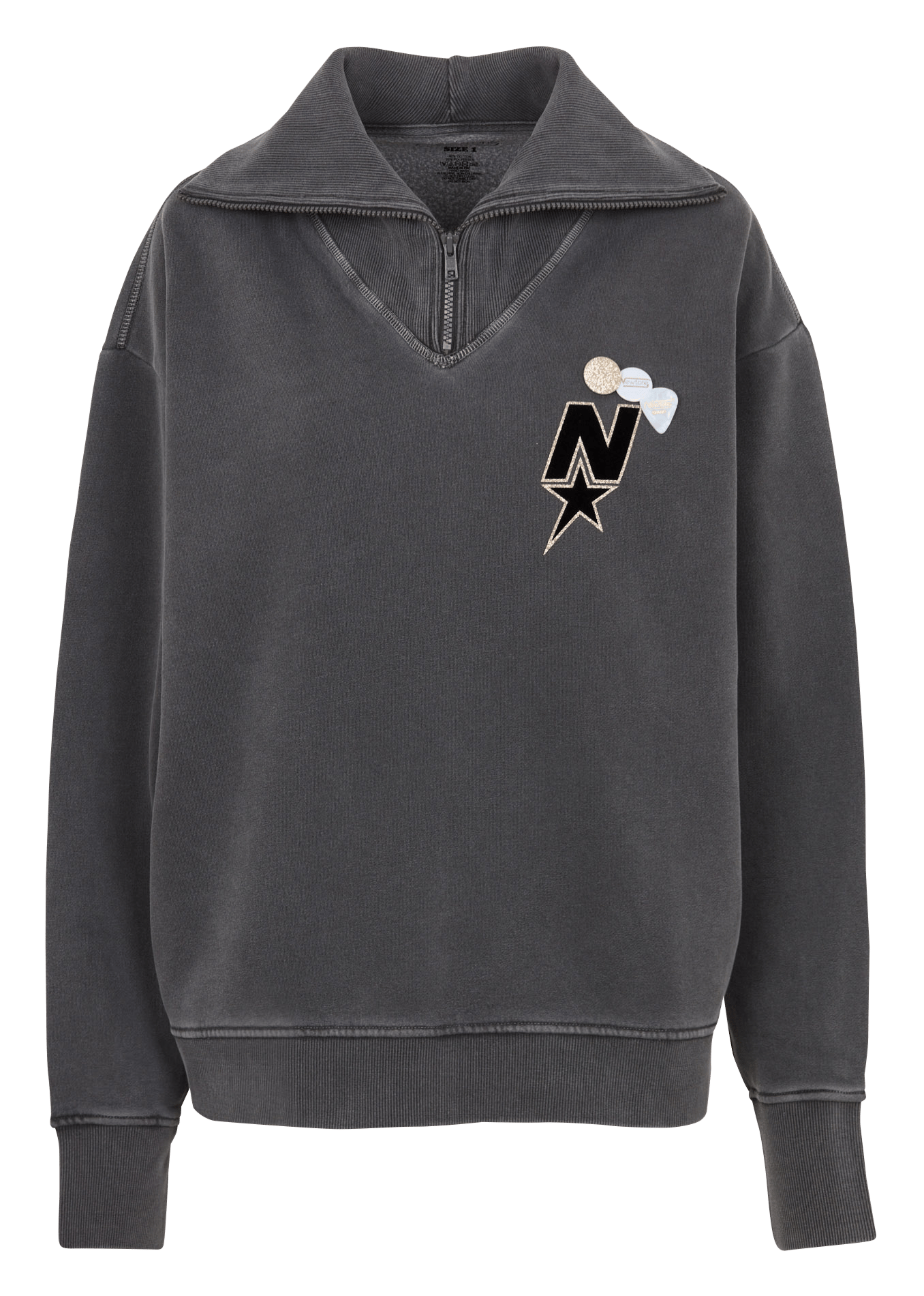 Sweat col zippé en coton  NEWTONE Gris