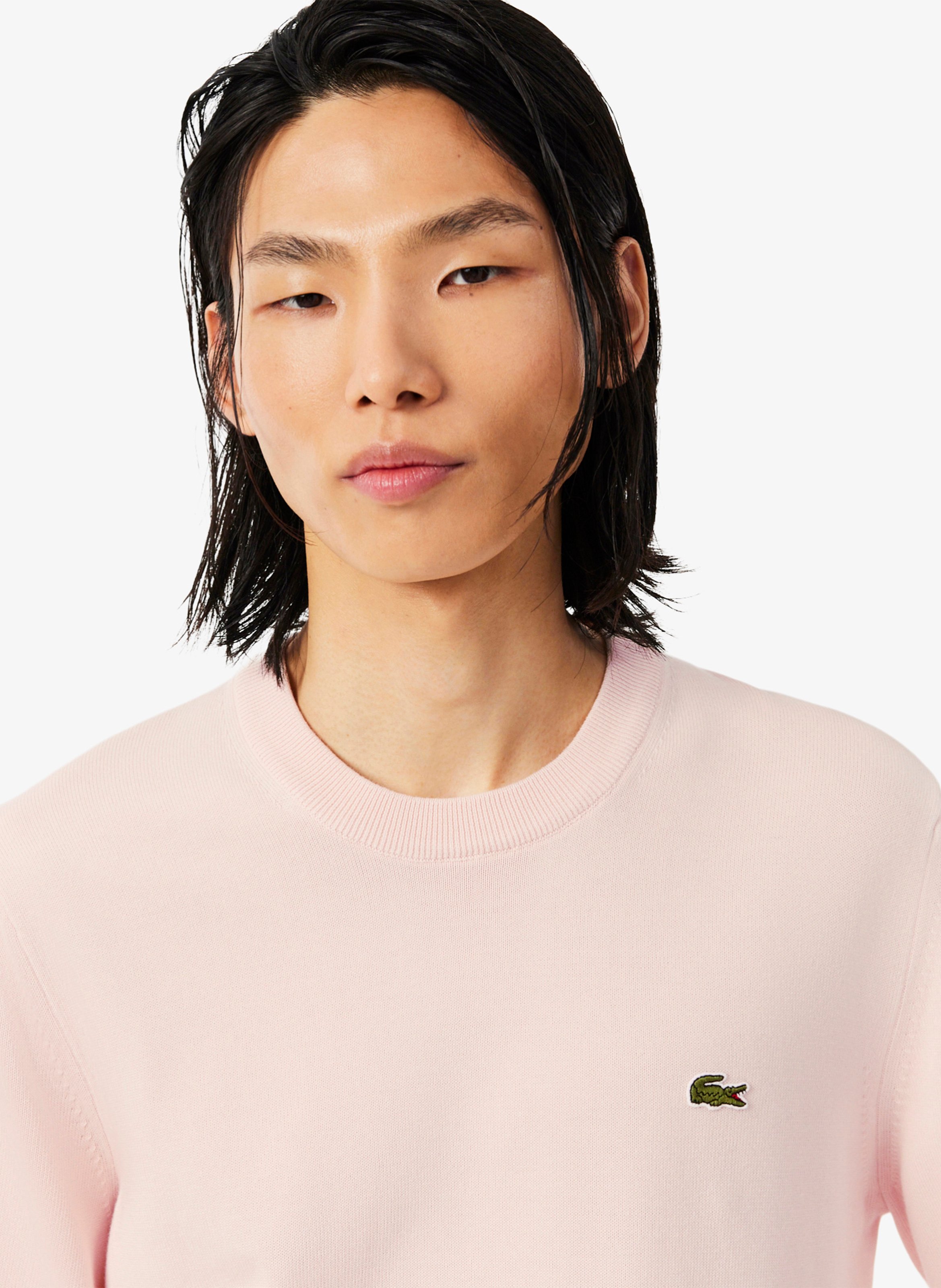 Pull col rond regular-fit en coton  LACOSTE Rose