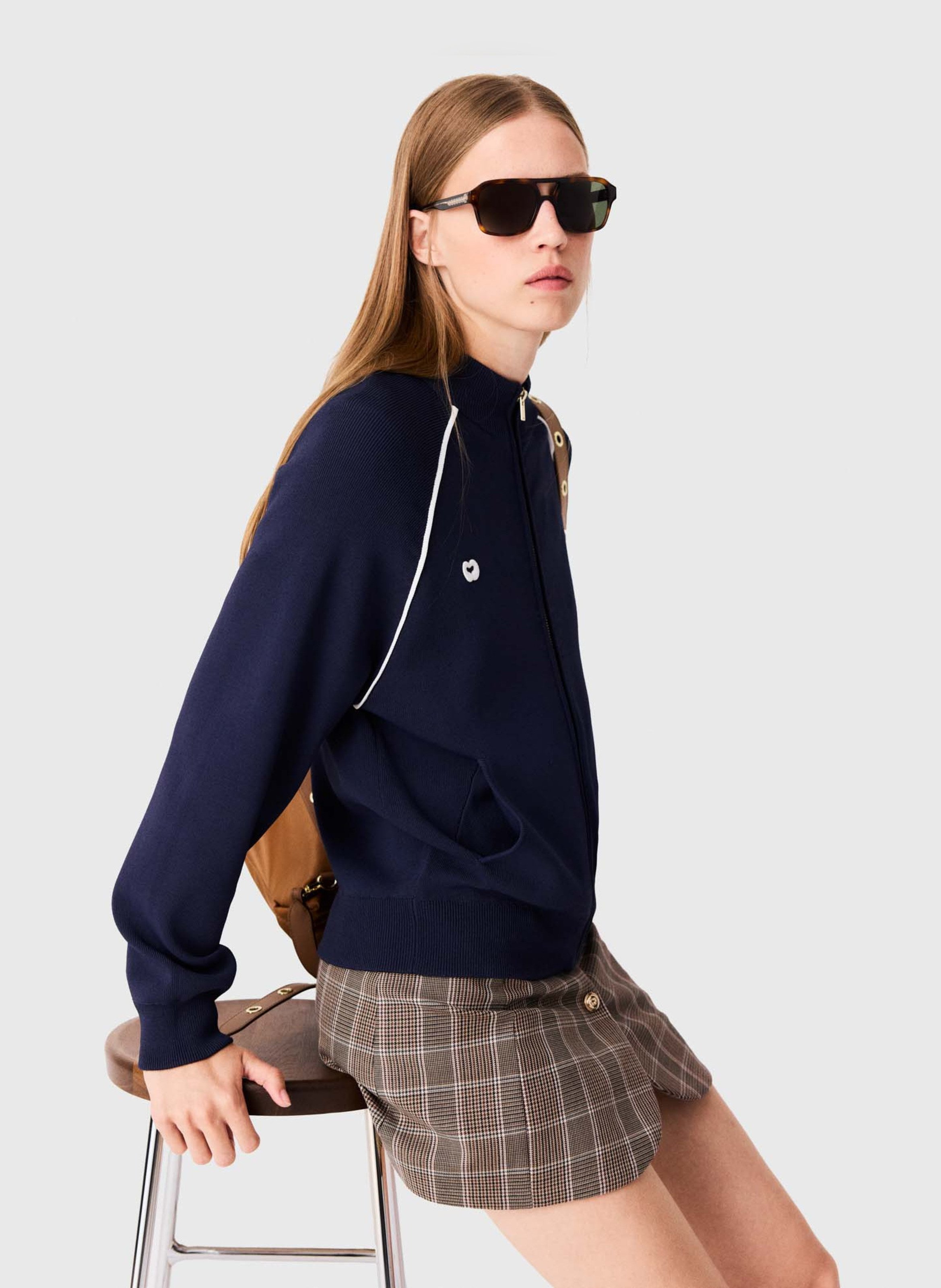 Zip-up knitted cardigan MAJE Blue