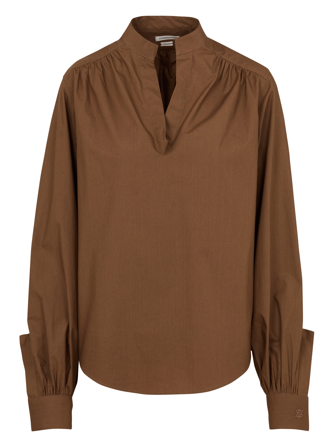 Blouse col tunisien unie LAURENCE BRAS Marron