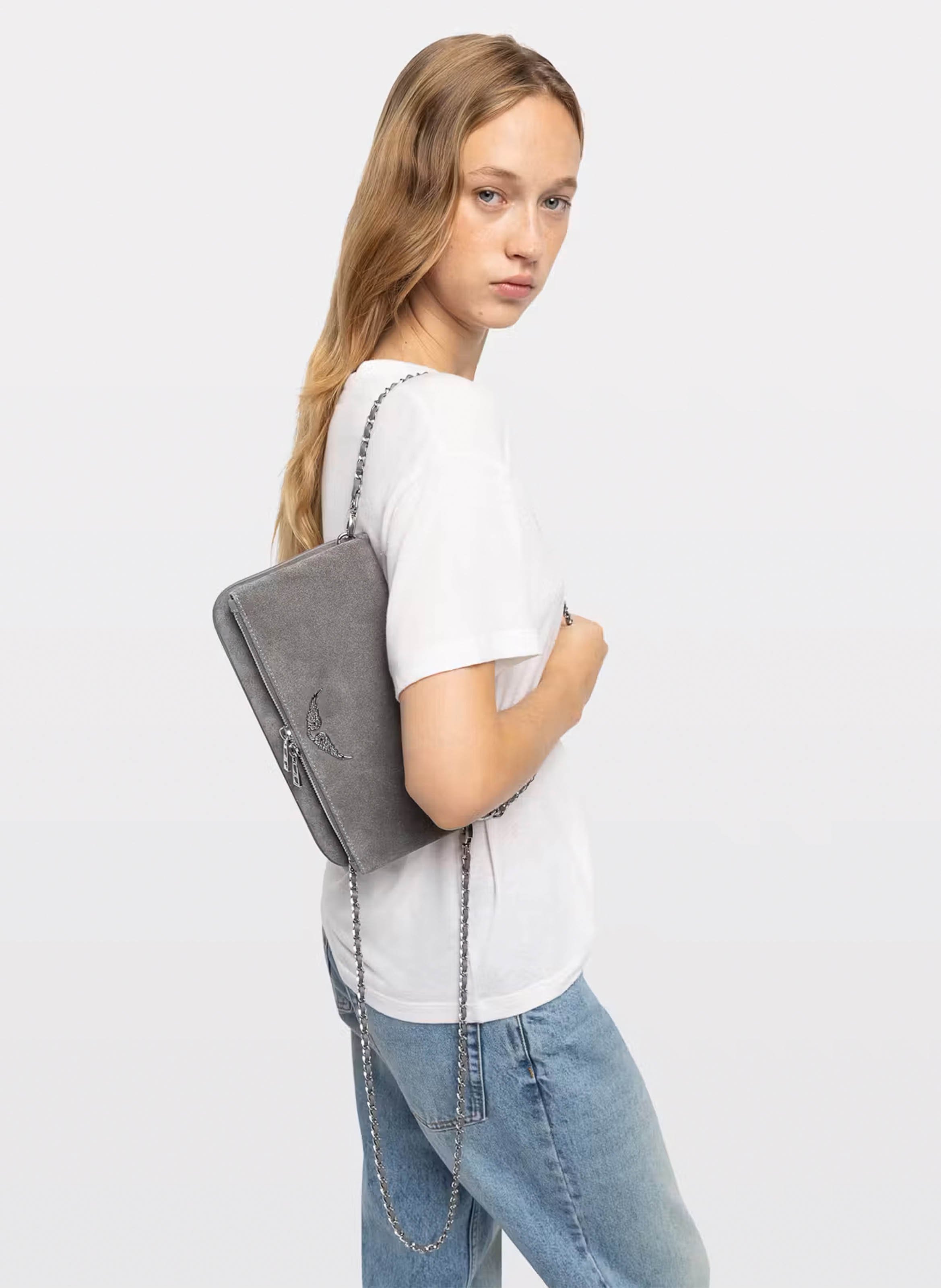 Leren schoudertas ZADIG&VOLTAIRE Grijs