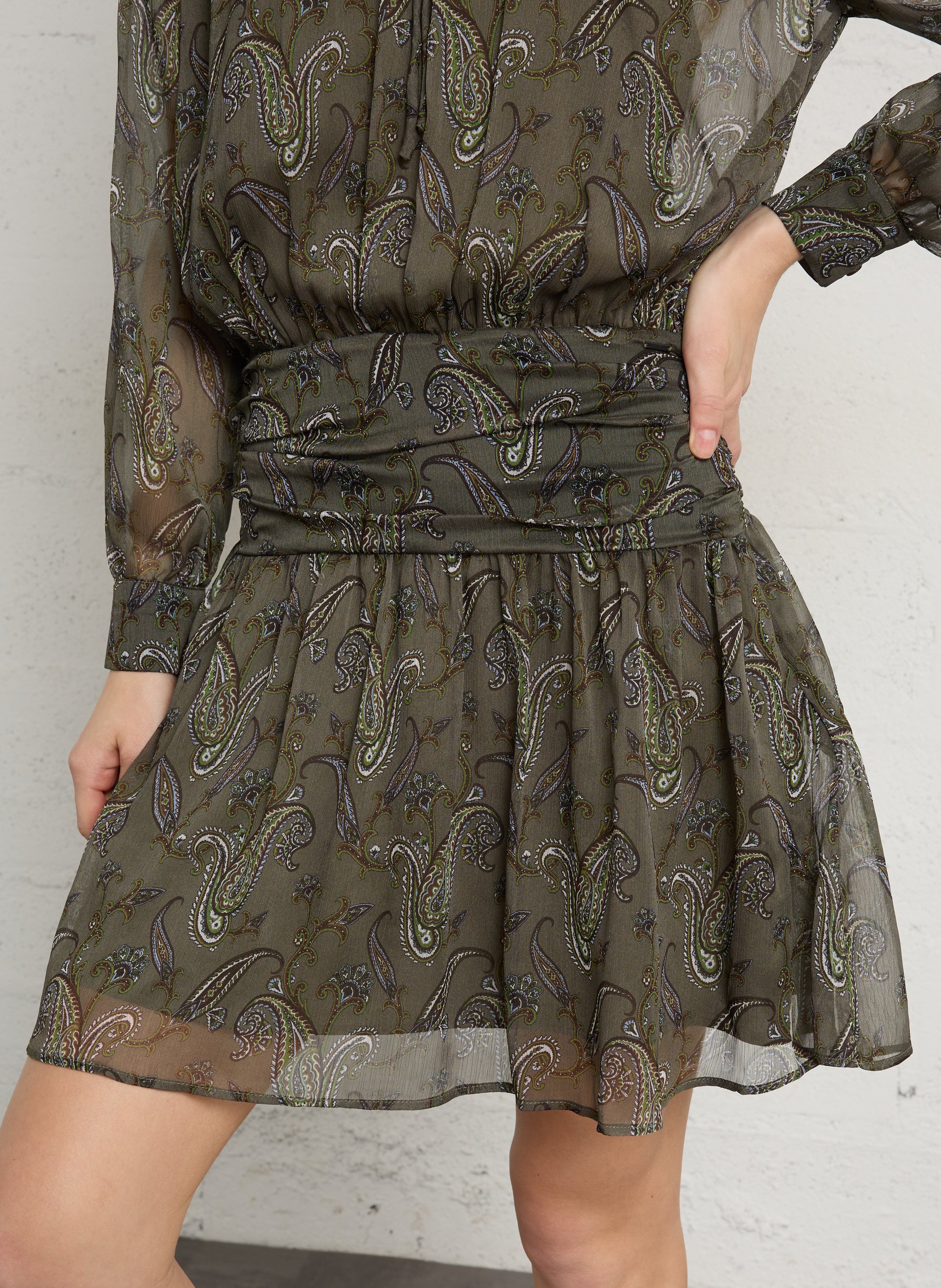 Robe courte imprimée IKKS Kaki