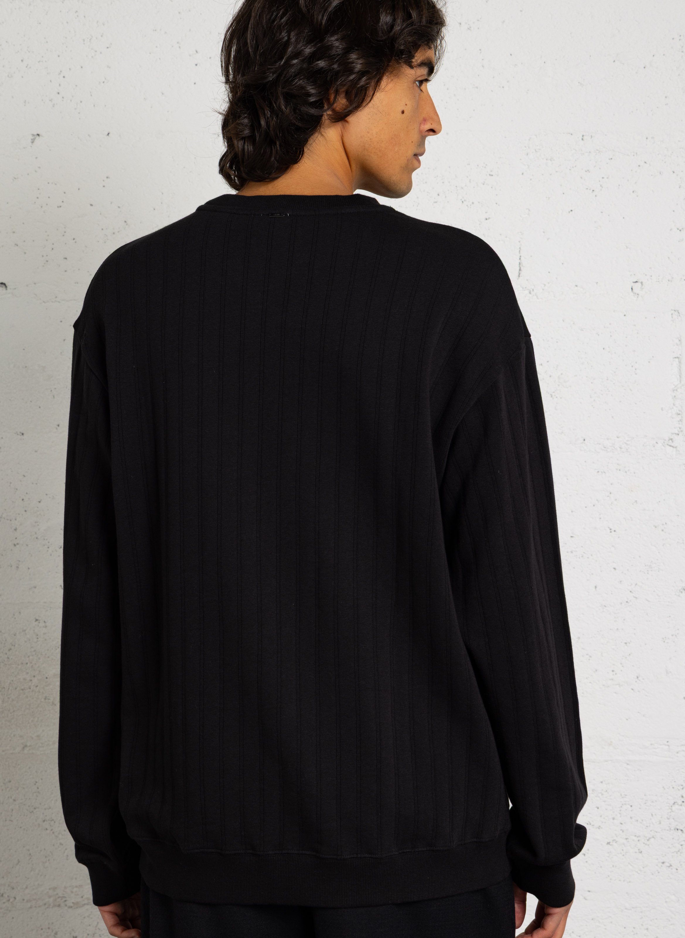 Straight-fit cotton crew-neck sweatshirt IKKS Black
