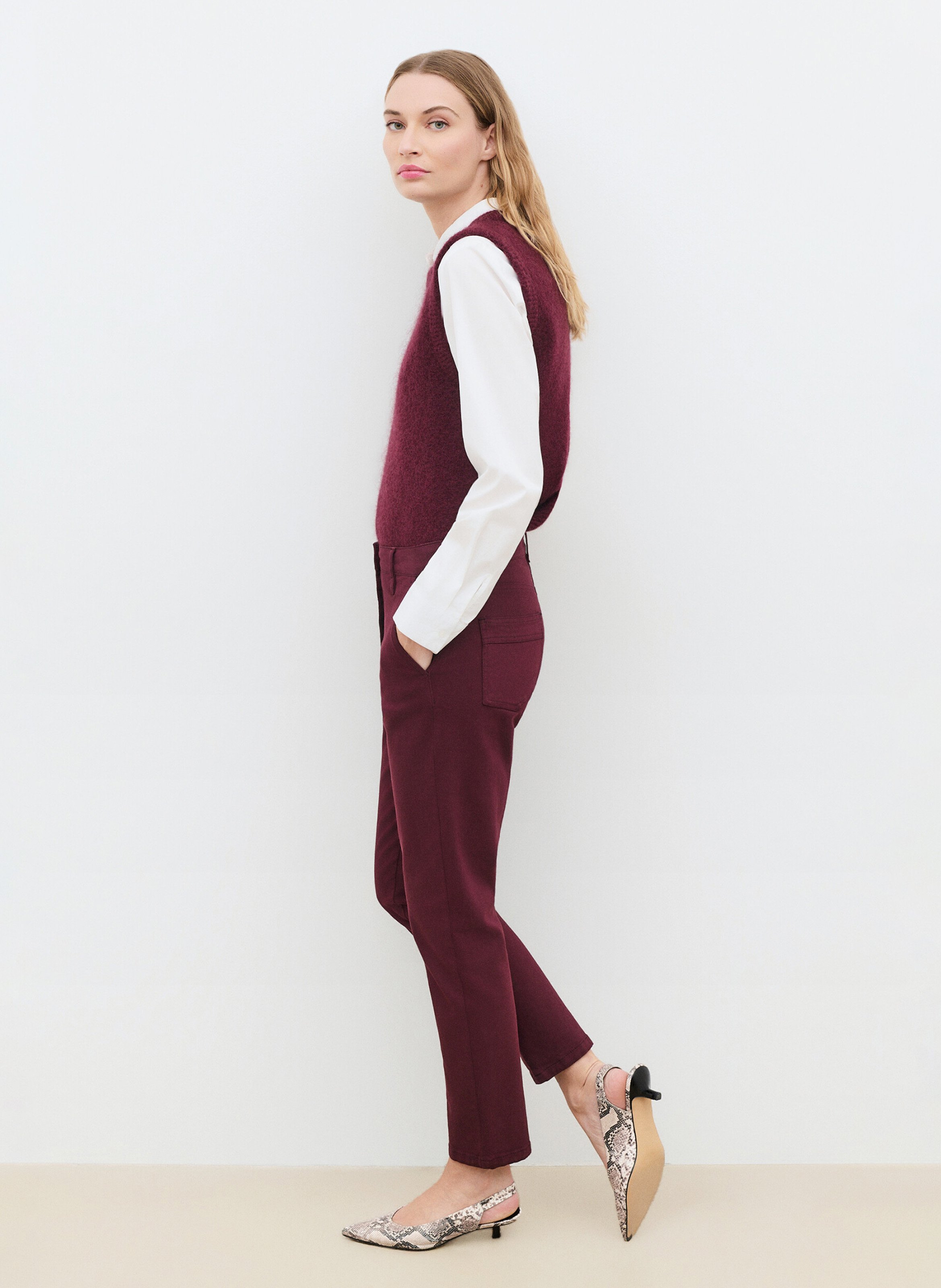 Pantalon slim en coton mélangé  CAROLL Rouge