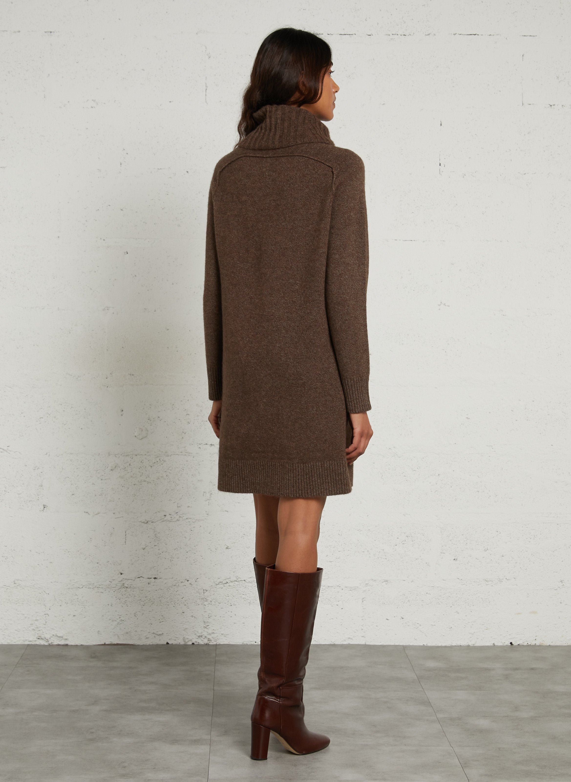 Pulloverkleid mit Stehkragen aus Wollmischung MAISON 123 Braun