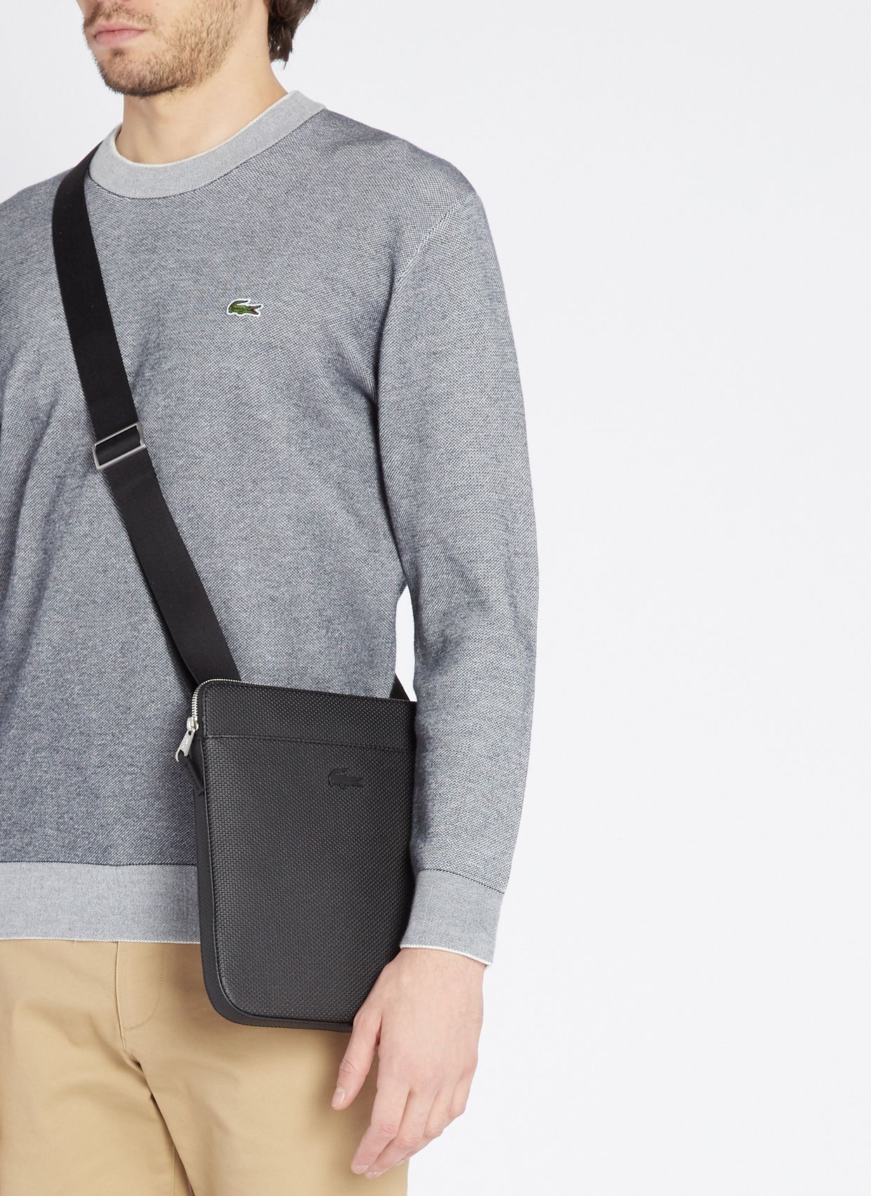 Sacoche En Cuir Noir Lacoste Homme Place des Tendances