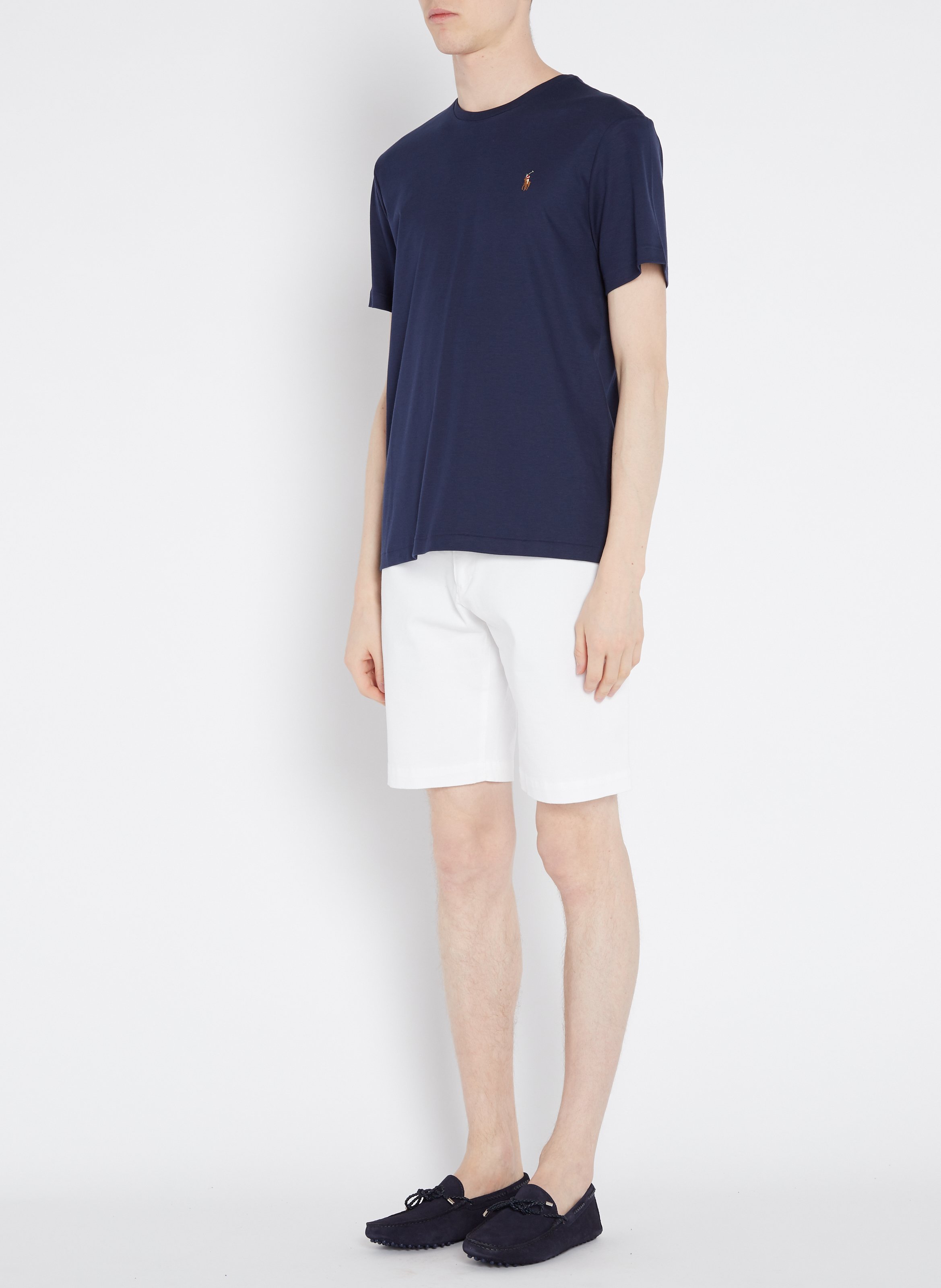 Tee-shirt col rond slim-fit en coton pima avec Pony Player POLO RALPH LAUREN Bleu