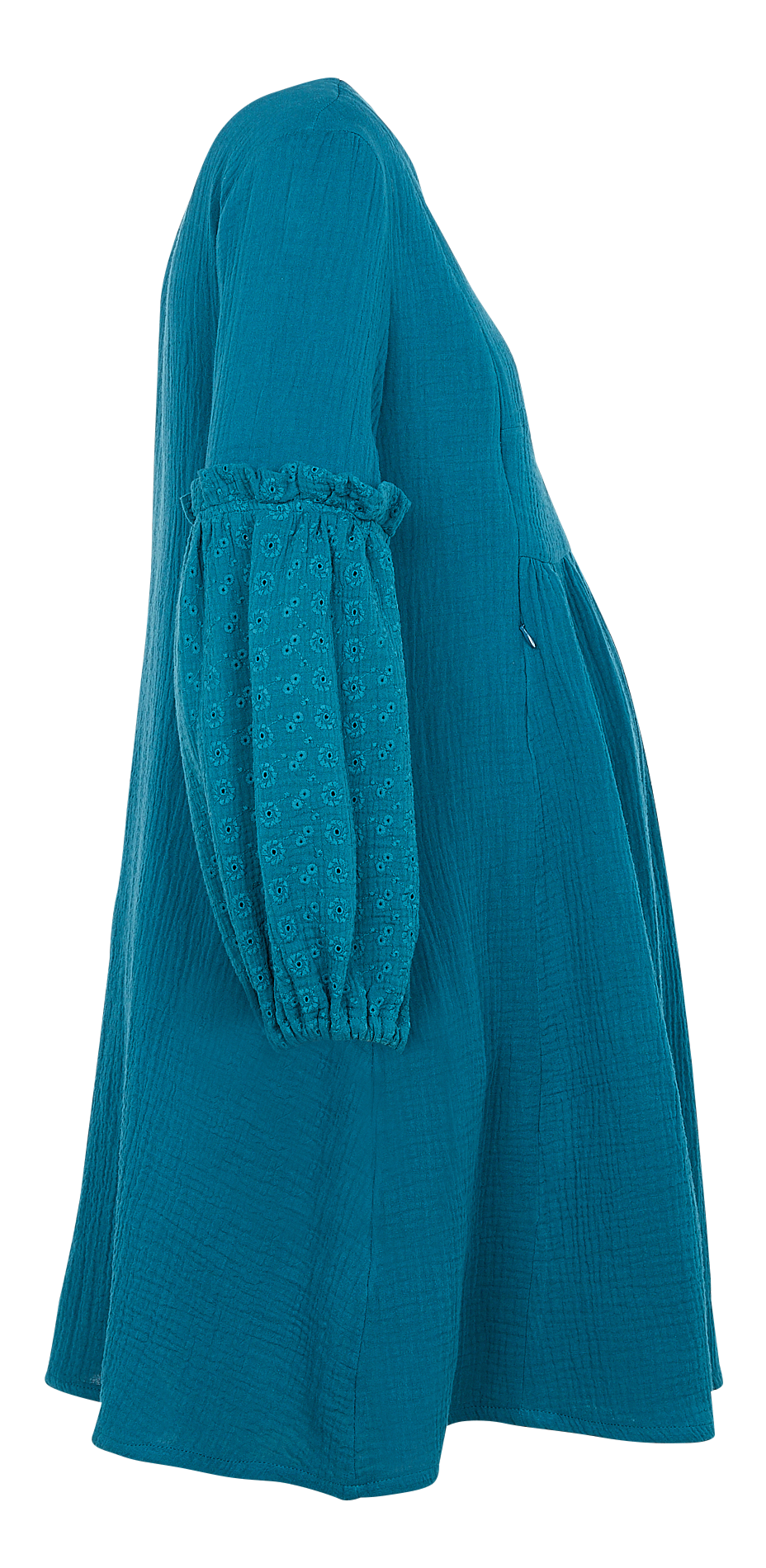 Abito midi premaman in cotone con maniche a sbuffo Blu