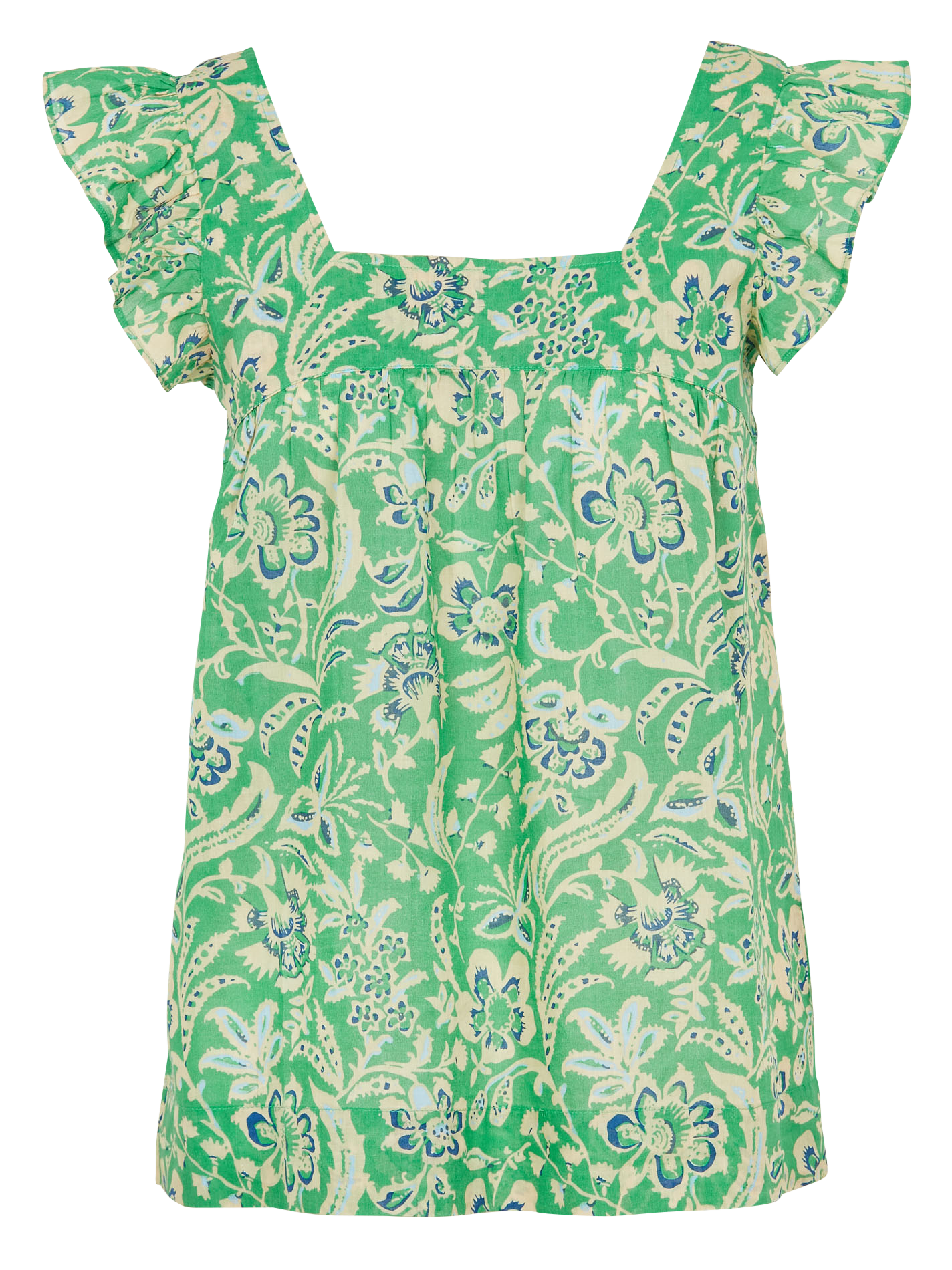 Top imprimé fleuri en coton HARTFORD Vert