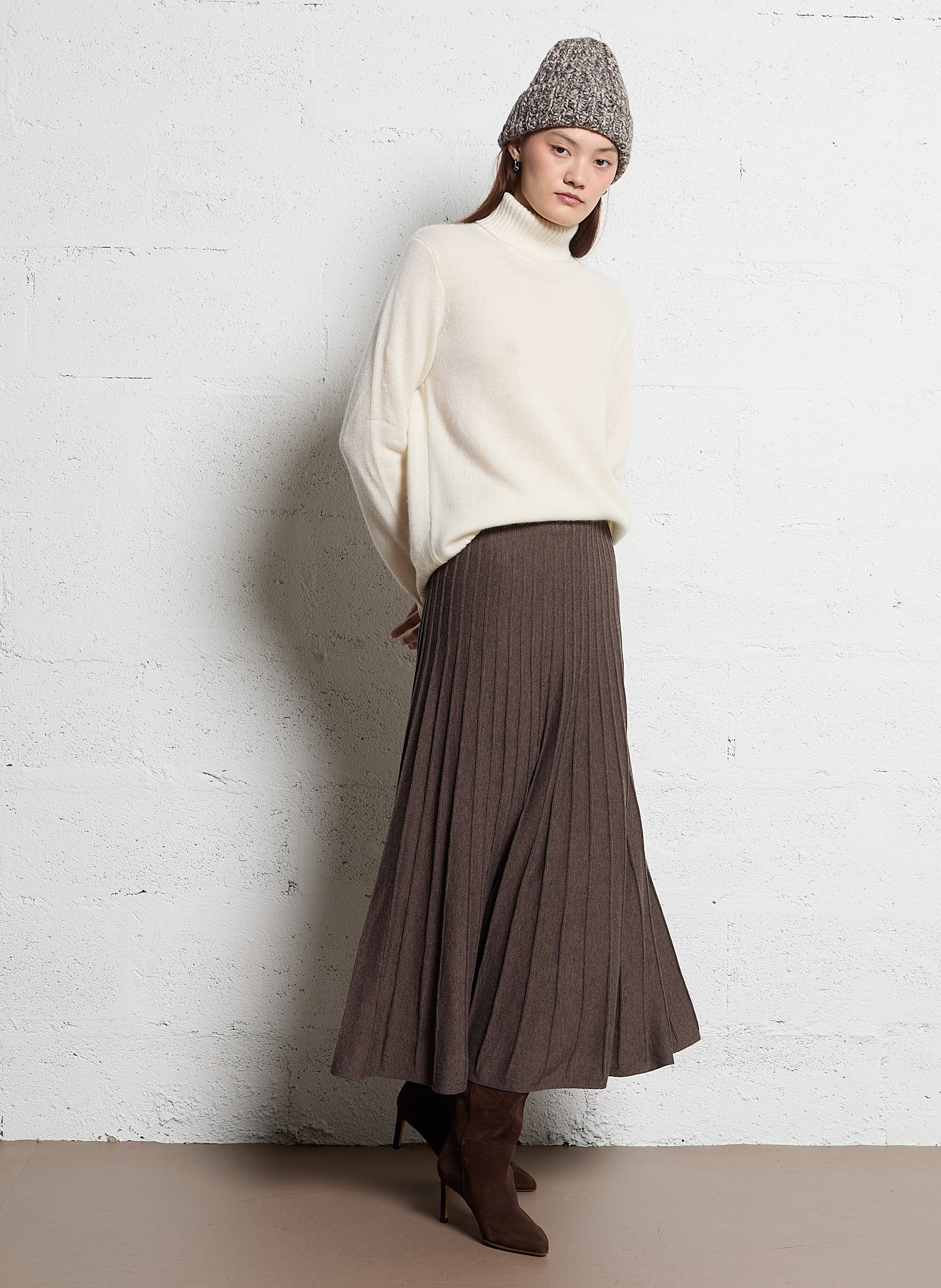 Straight cashmere turtleneck sweater MAISON 123 Beige