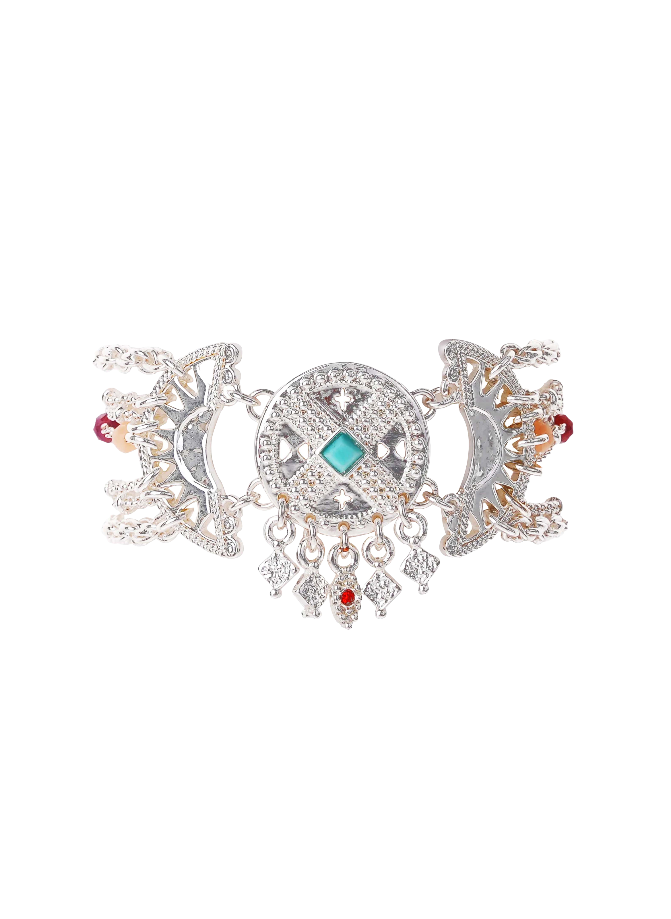 Adjustable multi-link bracelet with central cabochon HIPANEMA Silver