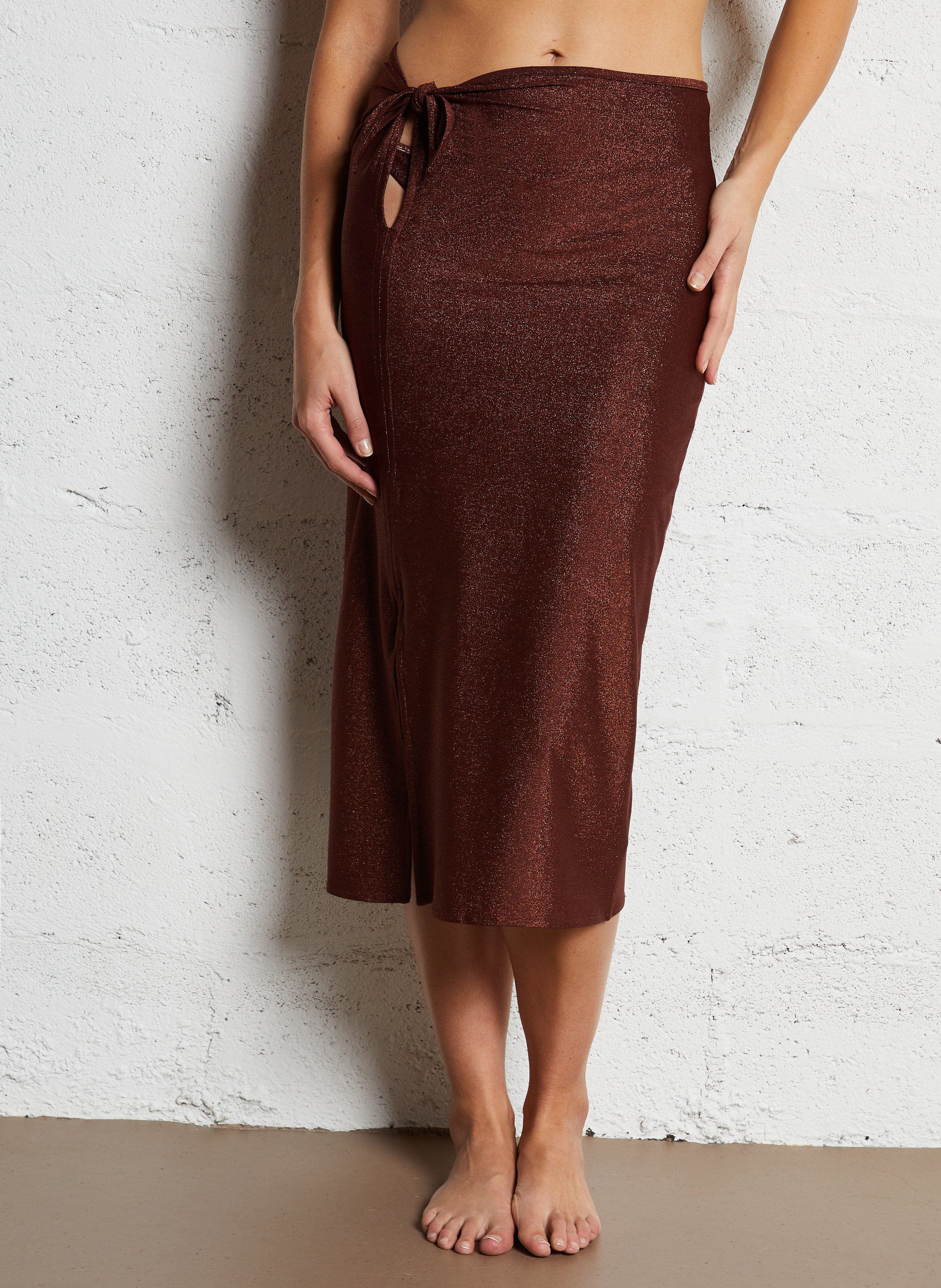 Jupe midi de plage LA NOUVELLE Marron