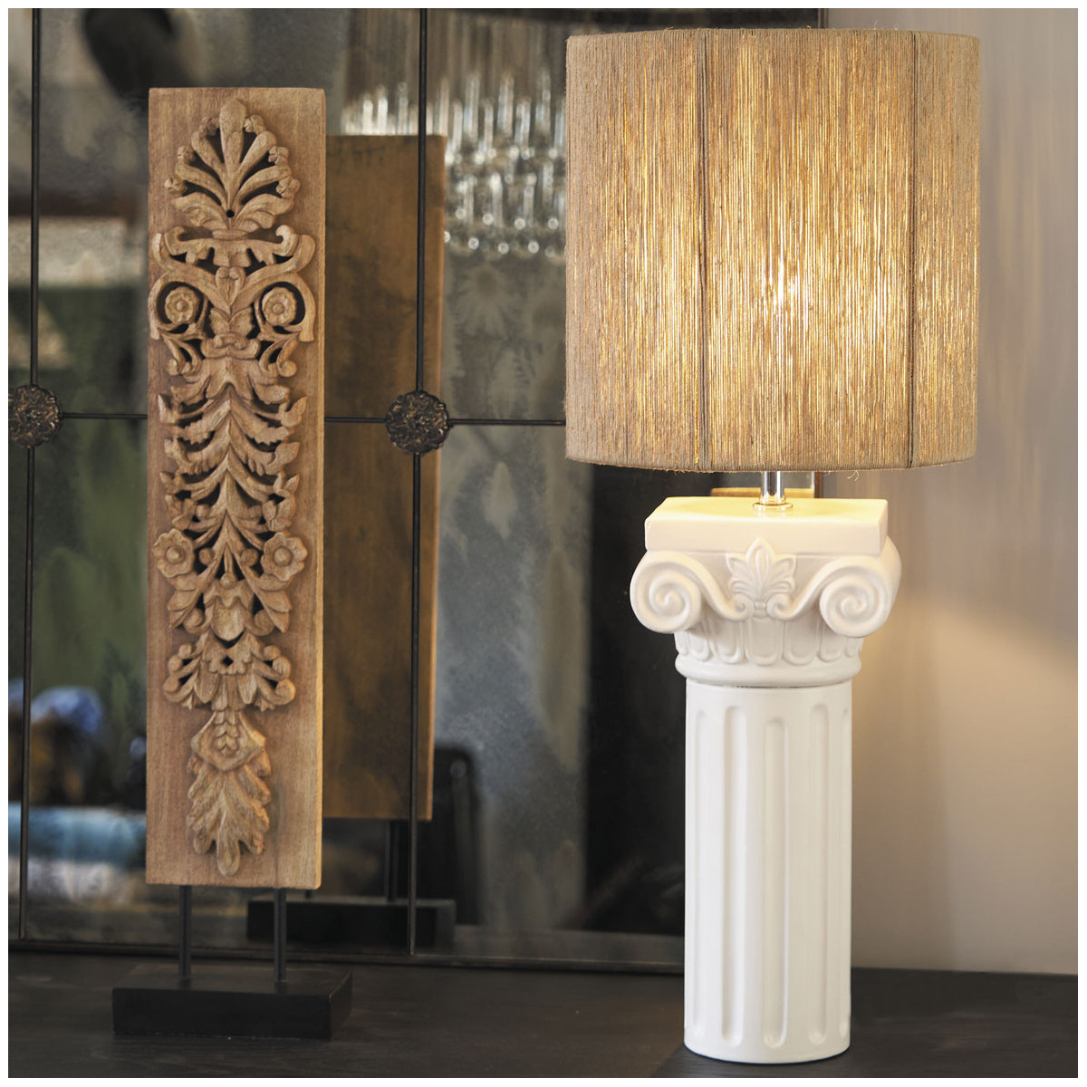 Ceramic lamp base BLANC D'IVOIRE Beige