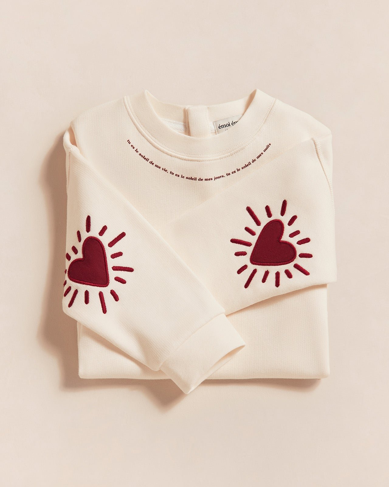 The "Soleil de ma vie" sweatshirt with organic cotton elbow patches EMOI EMOI White