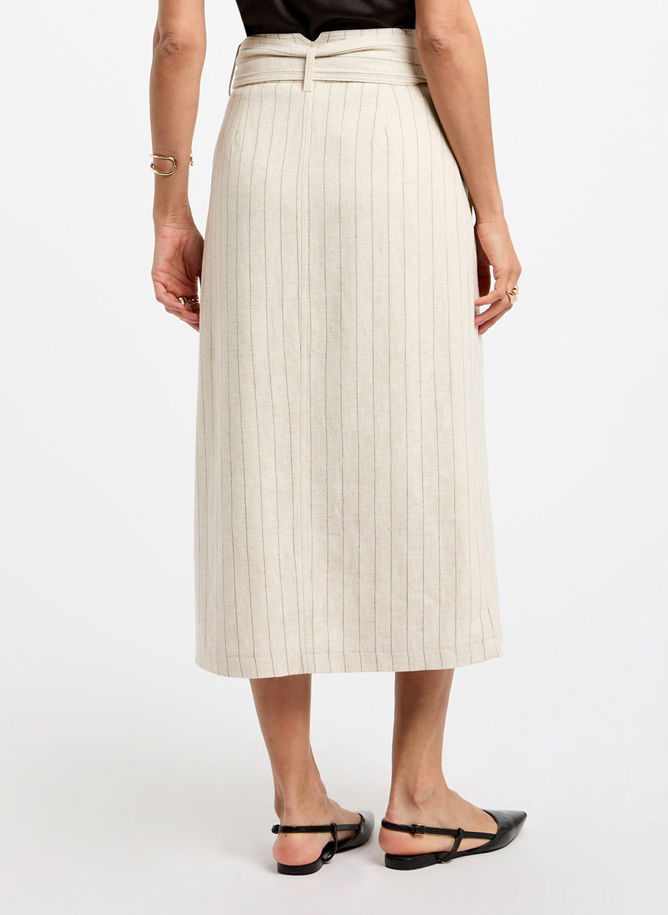 Striped midi skirt MORGAN Beige