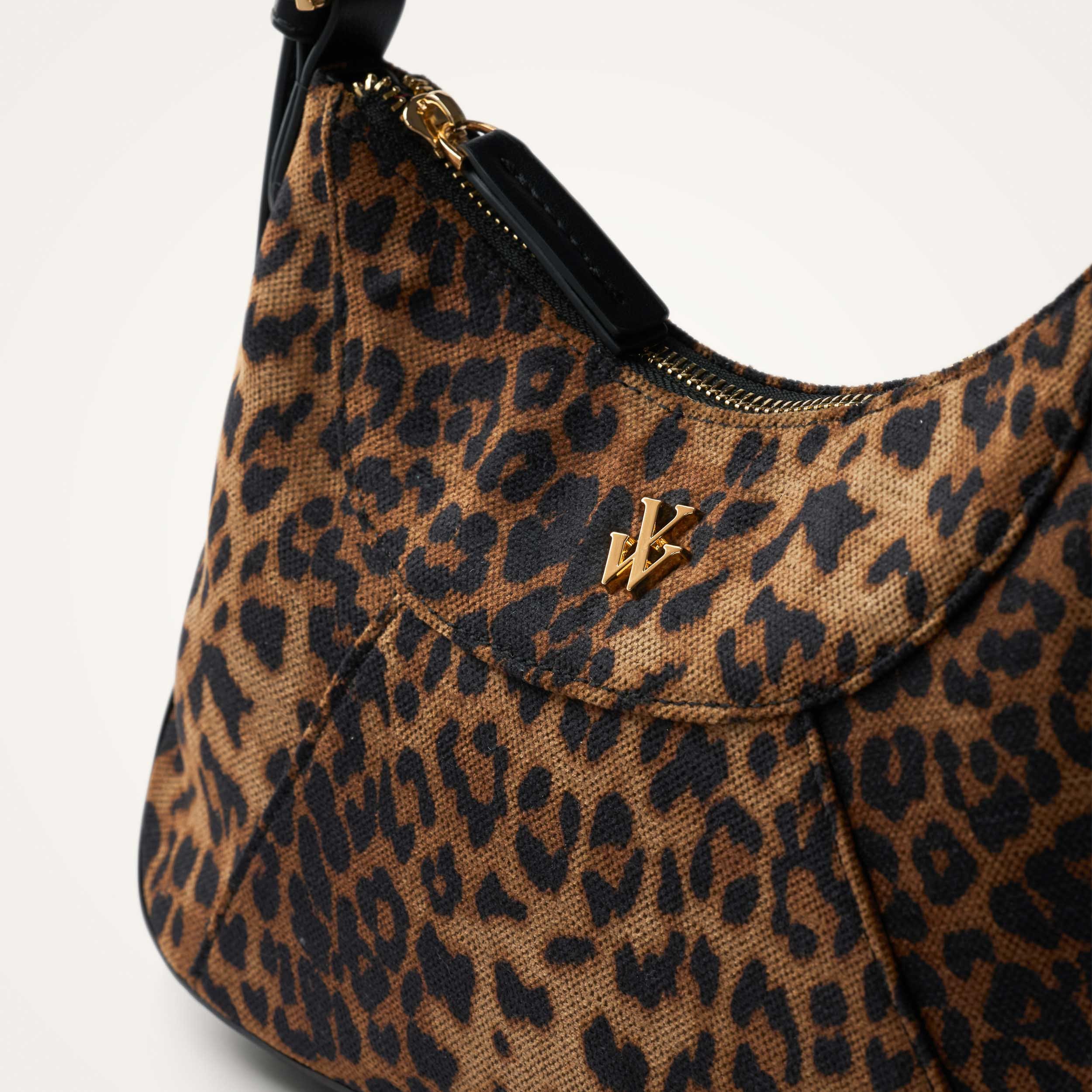 Leopard tweed baguette bag VANESSA WU Brown