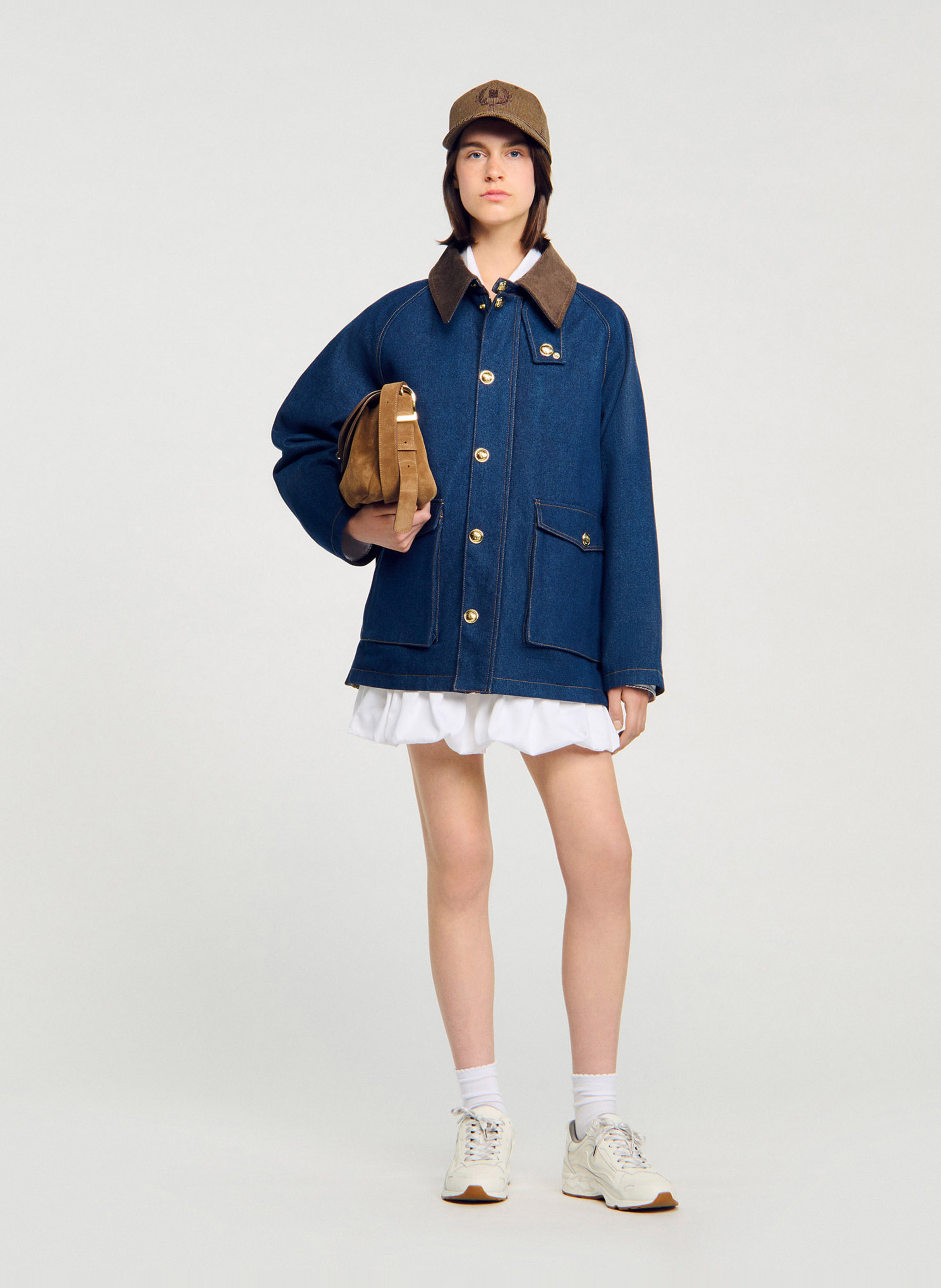 Veste oversize en coton mélangé SANDRO Bleu