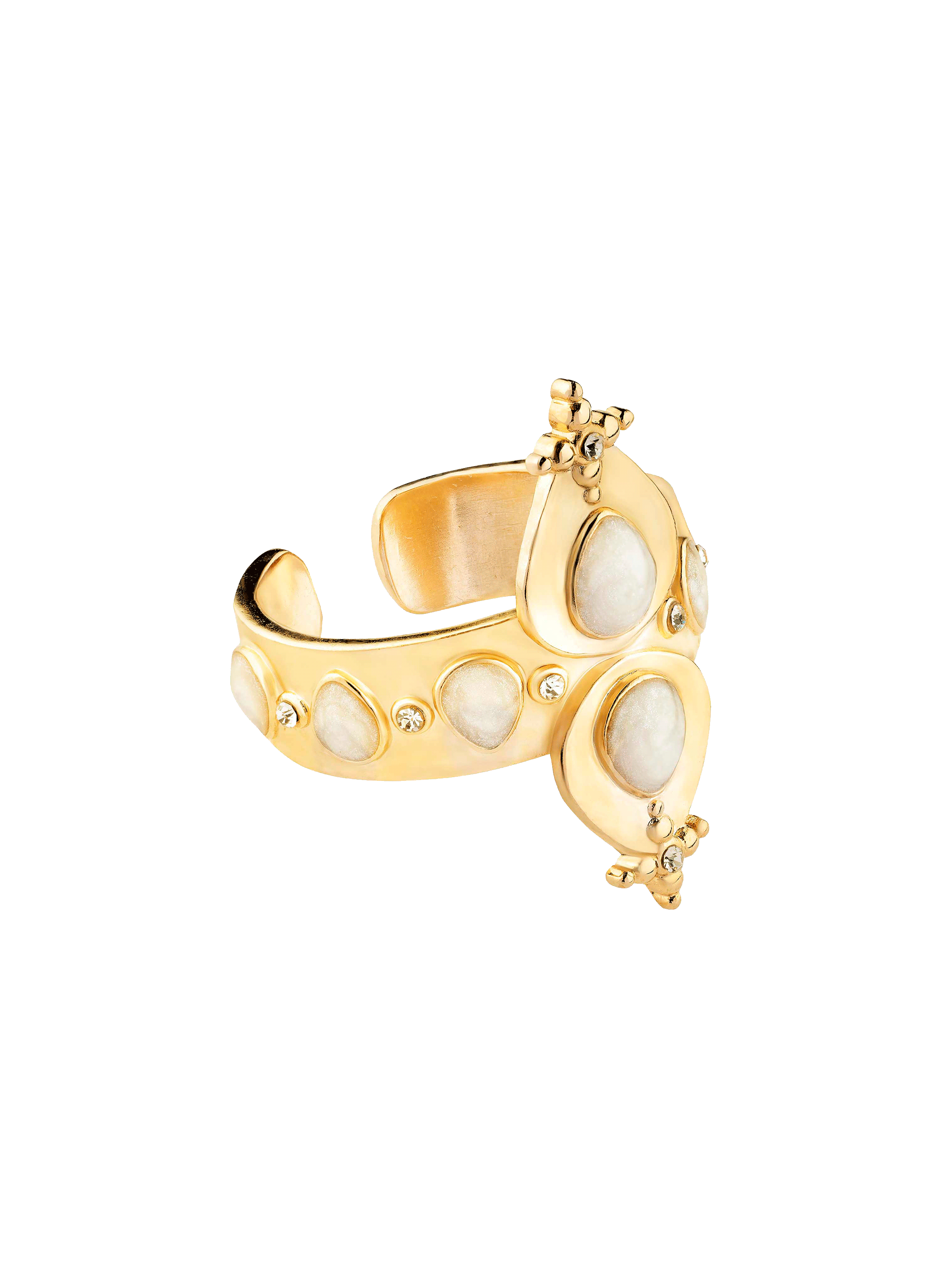 Adjustable ring with enamel cabochon HIPANEMA White