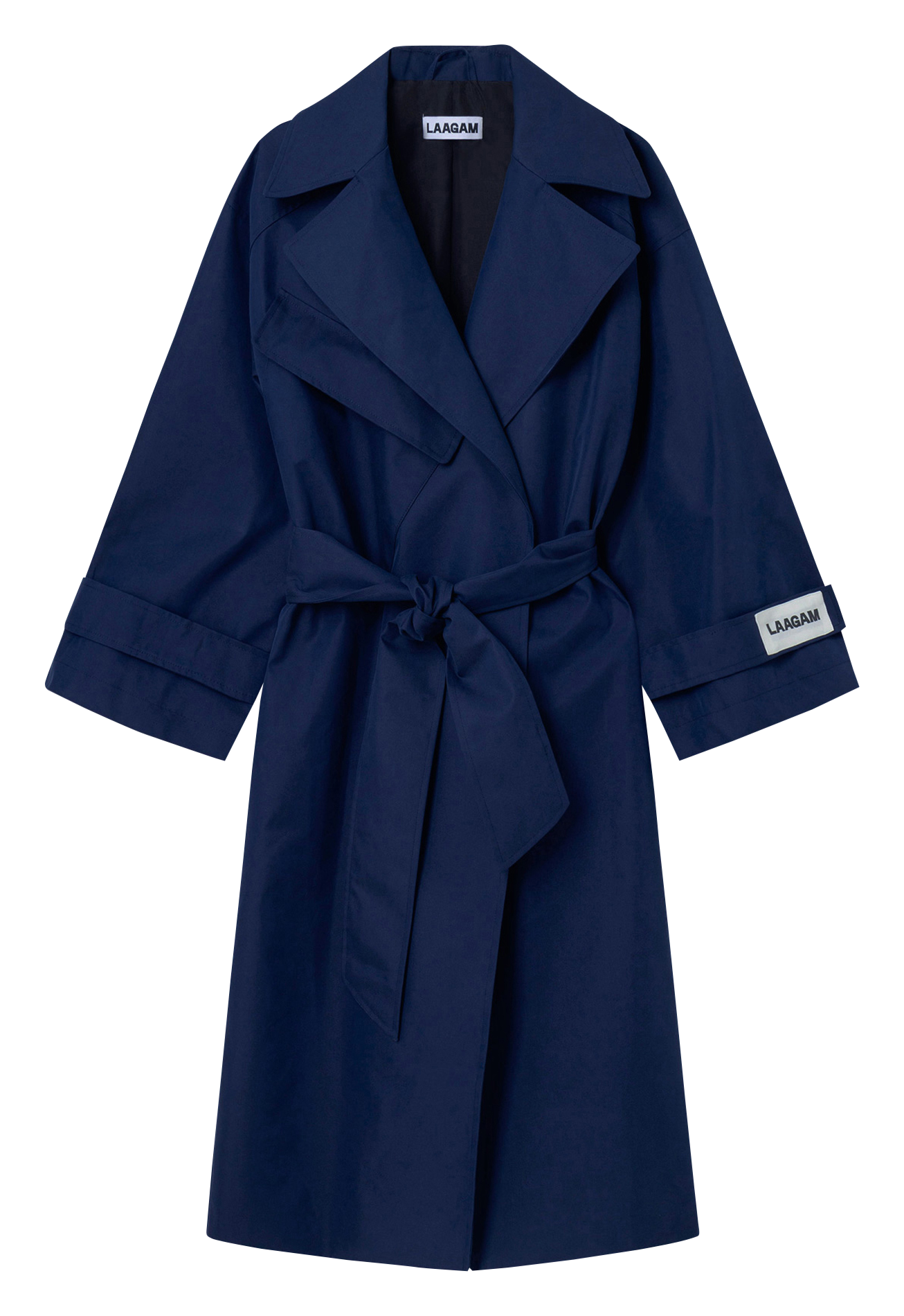 Long belted plain trench coat LAAGAM Blue